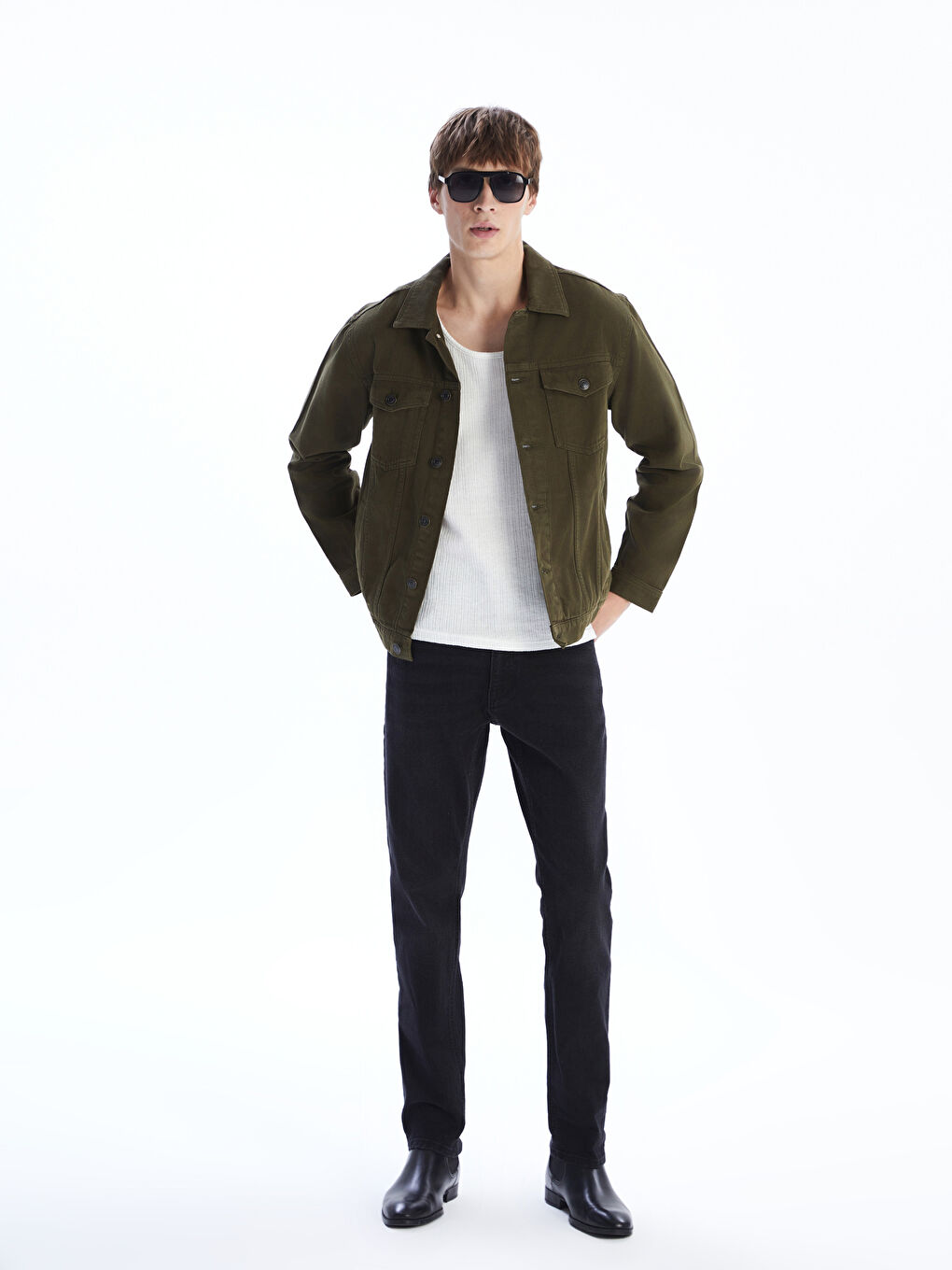 LCW Jeans جاكيت دينيم بقصة عادية للرجال -W53052Z8-YCH