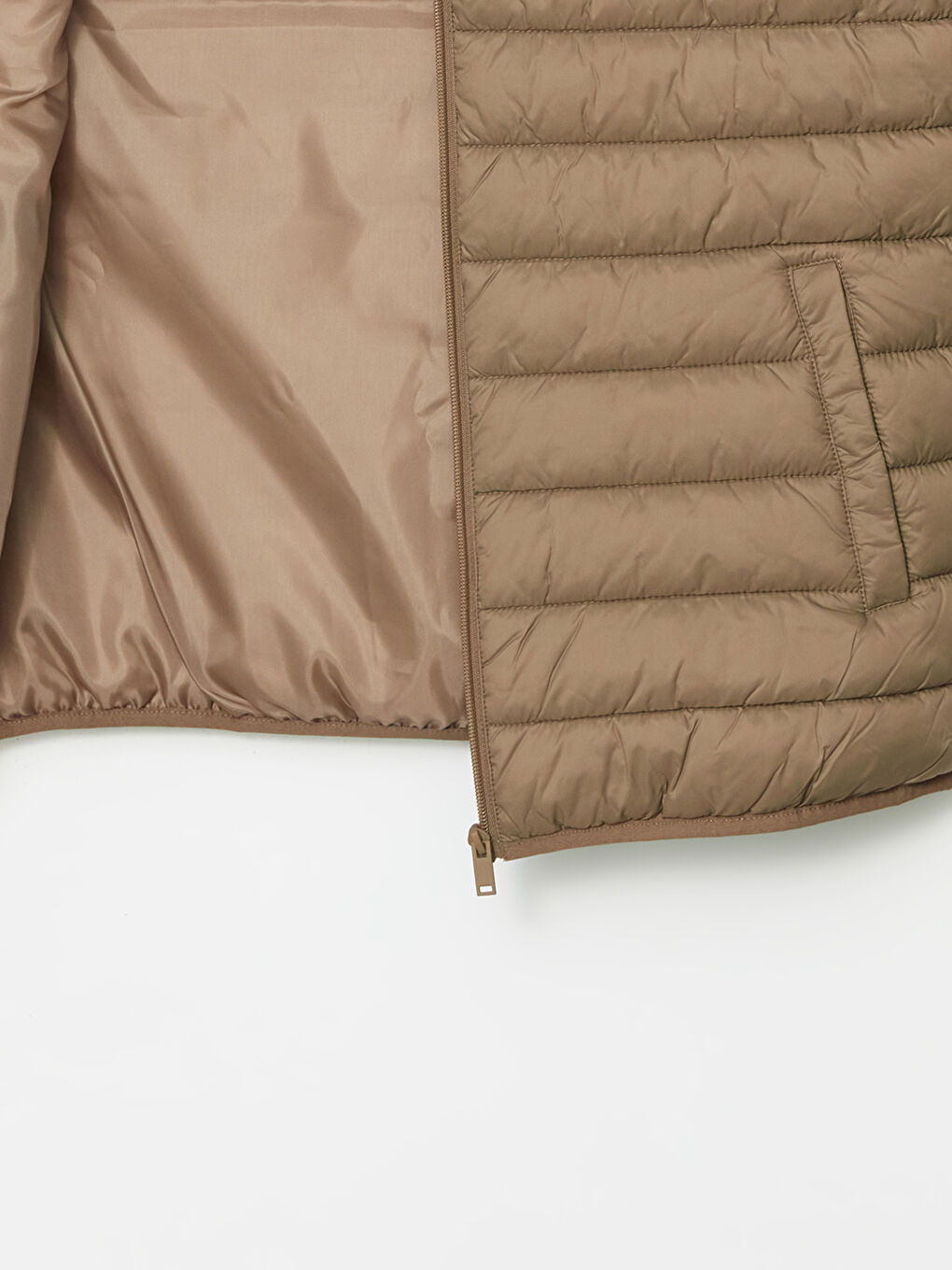 Kahverengi Standart Kalıp Dik Yaka Erkek Şişme Yelek-6