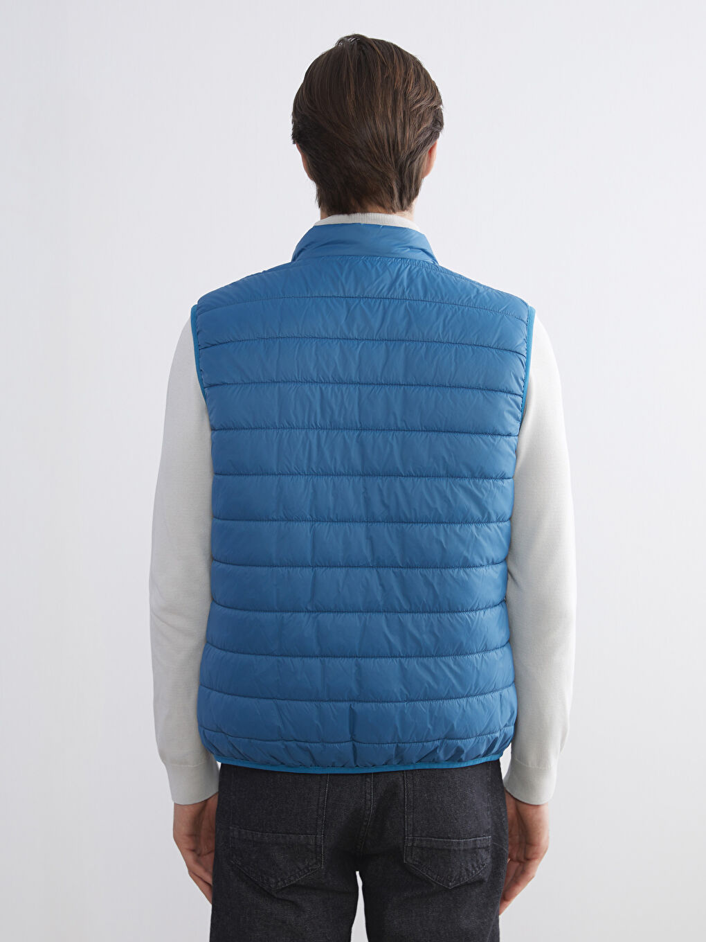 Mavi Standart Kalıp Dik Yaka Erkek Şişme Yelek-4