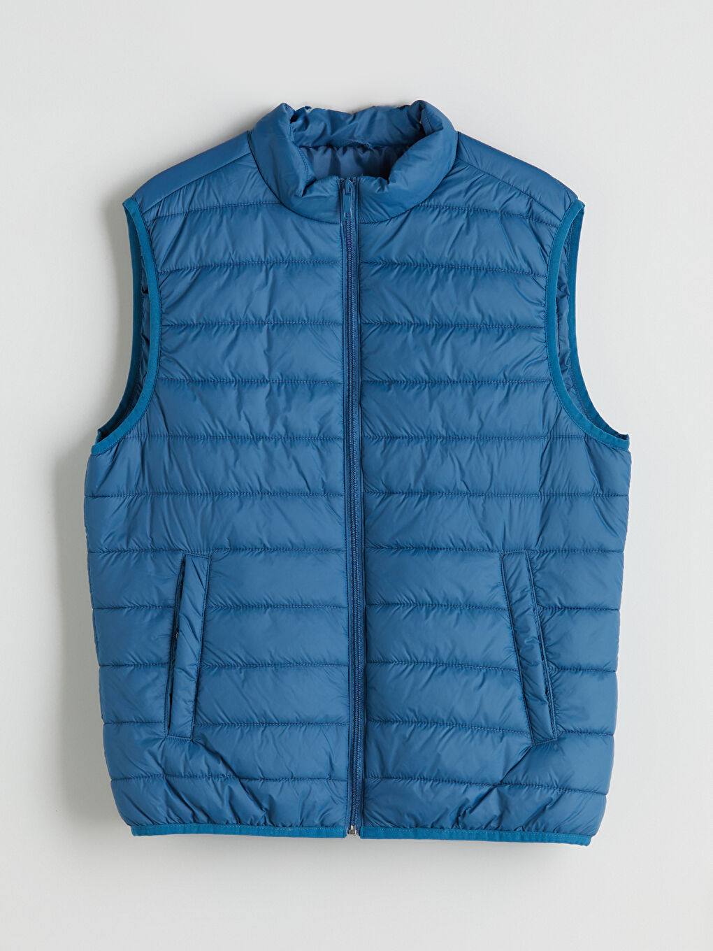 Mavi Standart Kalıp Dik Yaka Erkek Şişme Yelek-5