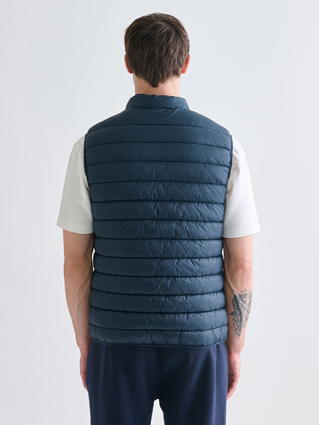 Lacivert Standart Kalıp Dik Yaka Erkek Şişme Yelek-3