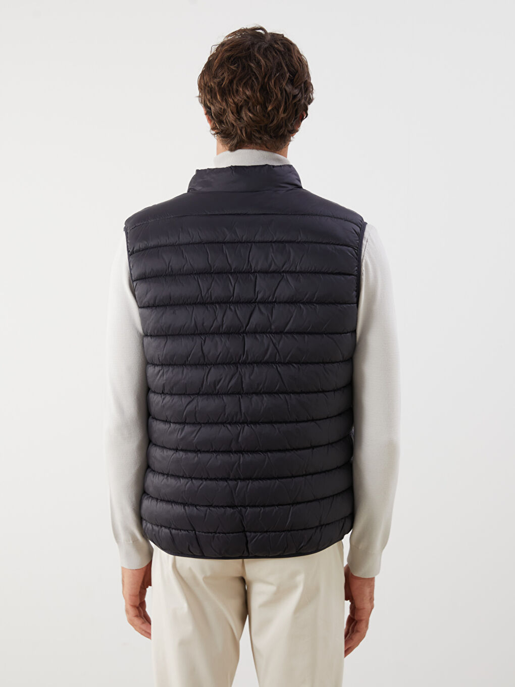 Siyah Standart Kalıp Dik Yaka Erkek Şişme Yelek-9