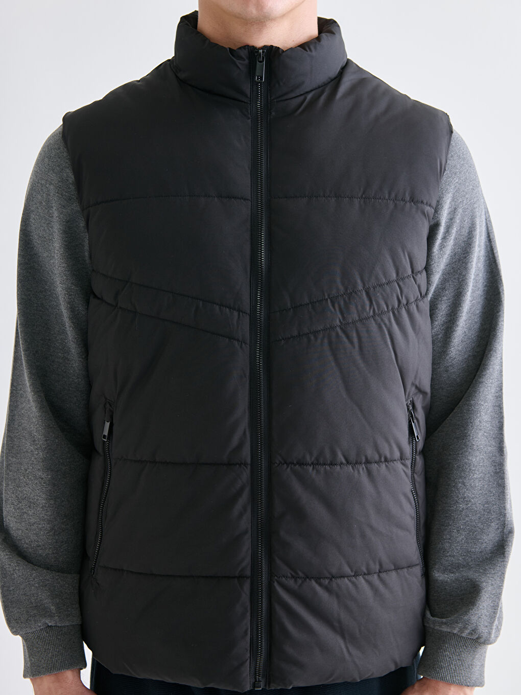 Standard Fit Funnel Neck Men's Puffer Gilet-2