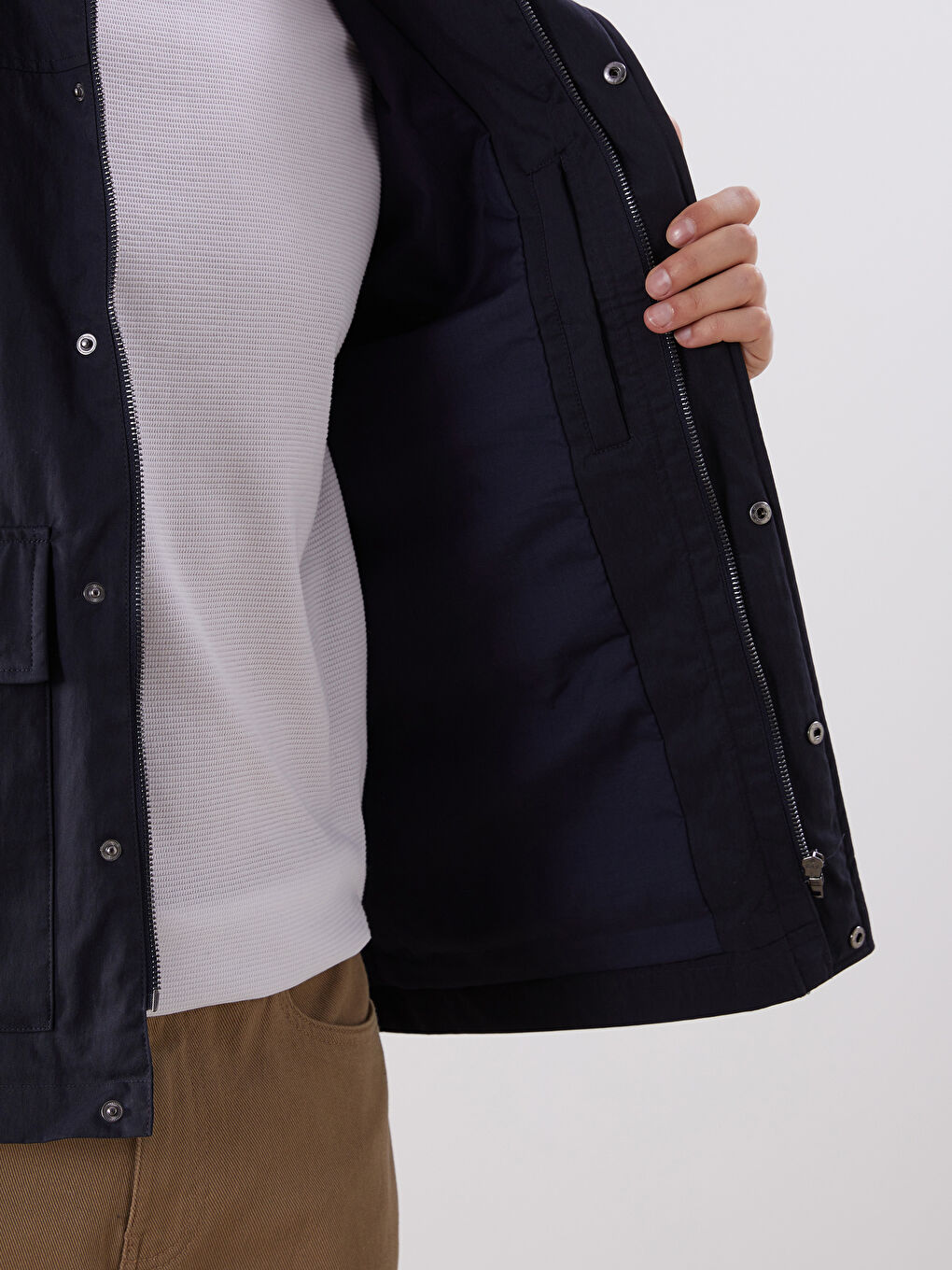 Lacivert Standart Kalıp Kadife Yaka Erkek Mont-2