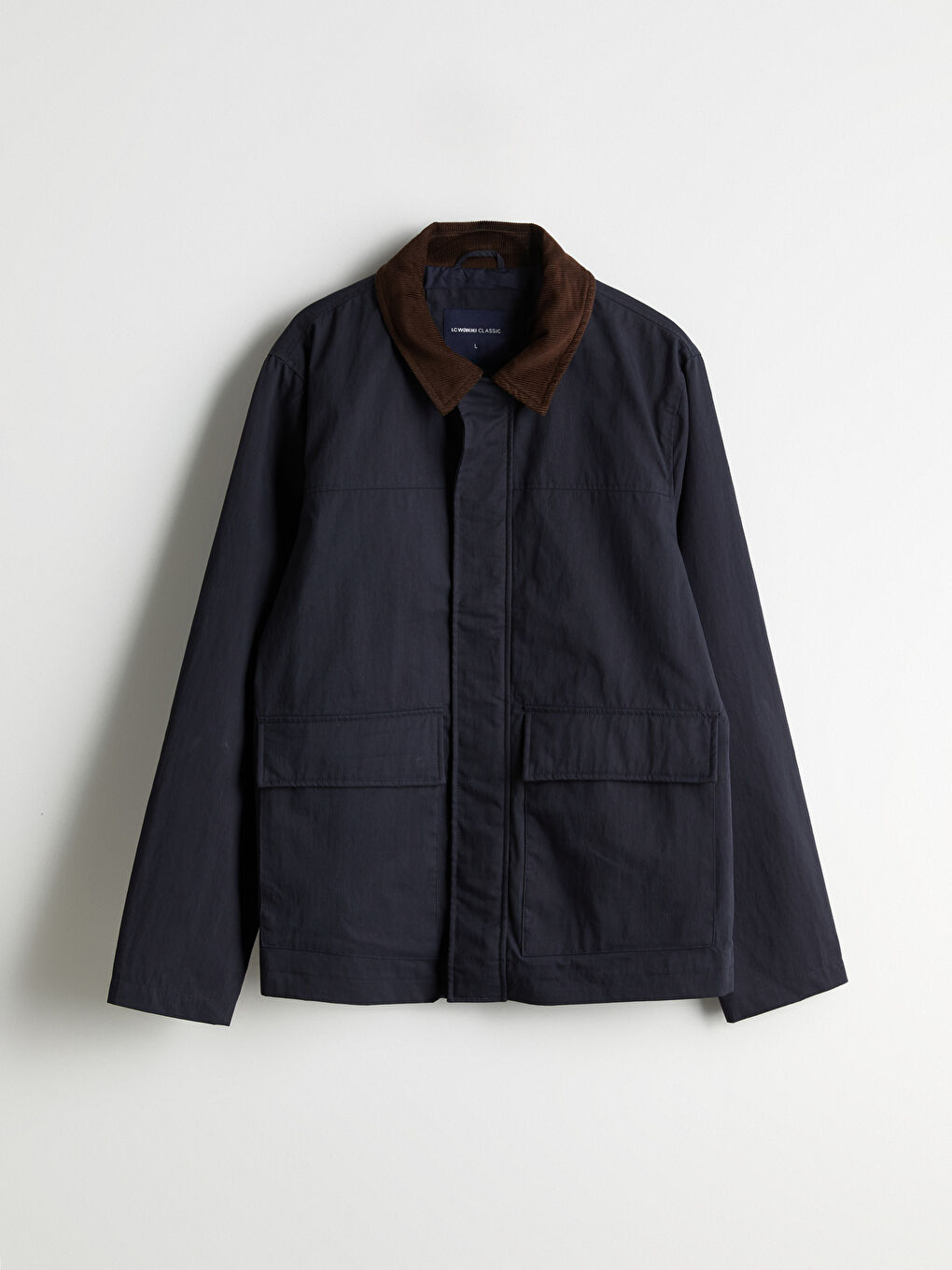 Lacivert Standart Kalıp Kadife Yaka Erkek Mont-5