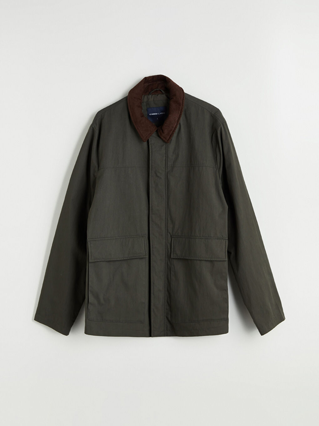 Haki Standart Kalıp Kadife Yaka Erkek Mont-7