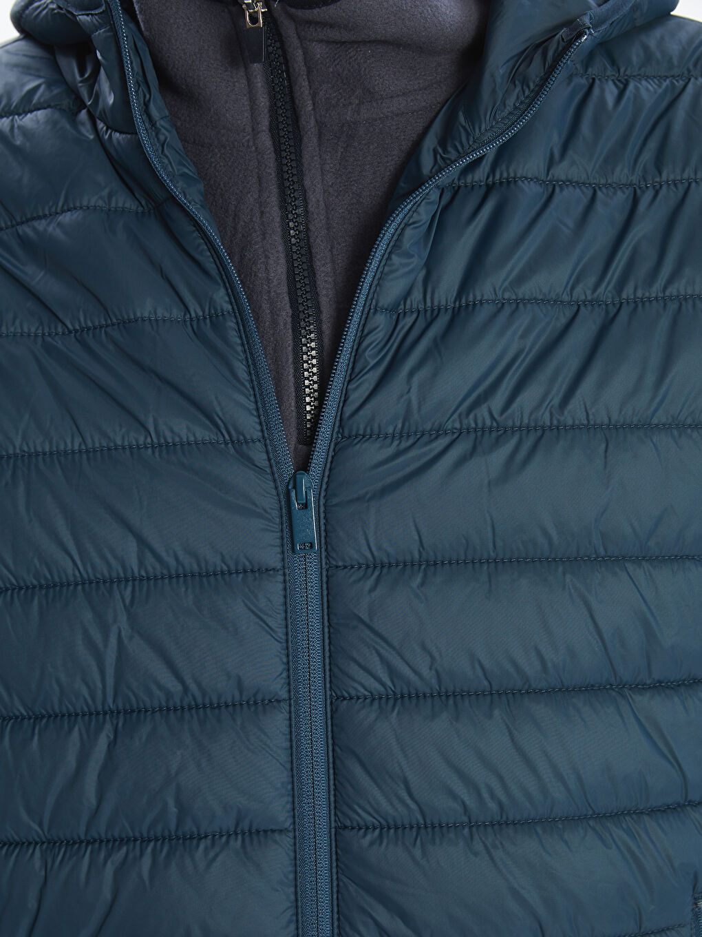 Lacivert Standart Kalıp Kapüşonlu Erkek Şişme Mont-2