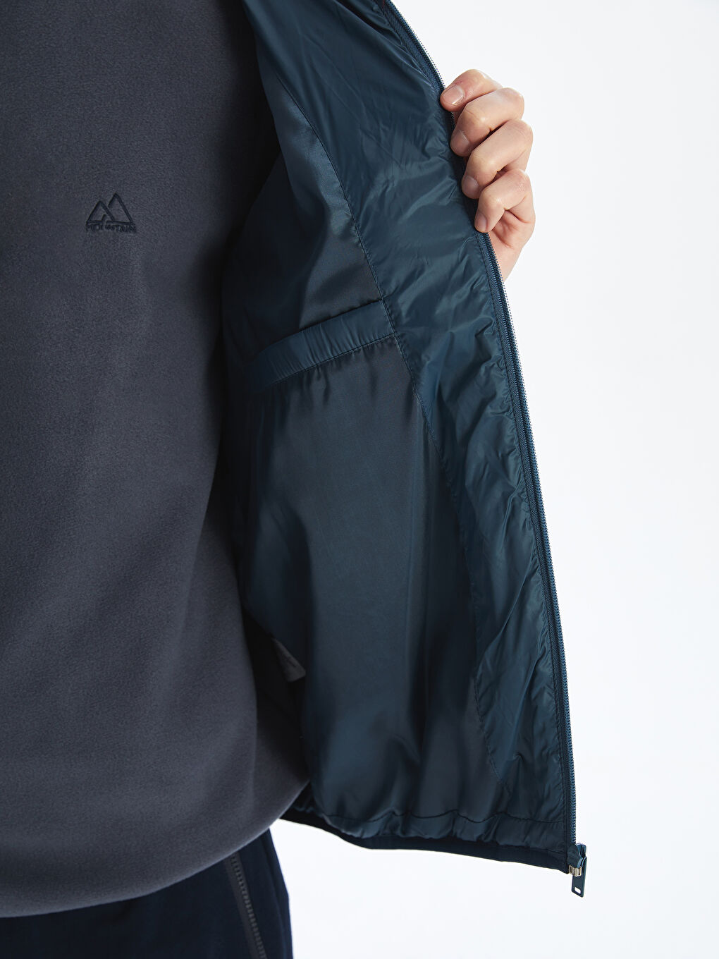 Lacivert Standart Kalıp Kapüşonlu Erkek Şişme Mont-3