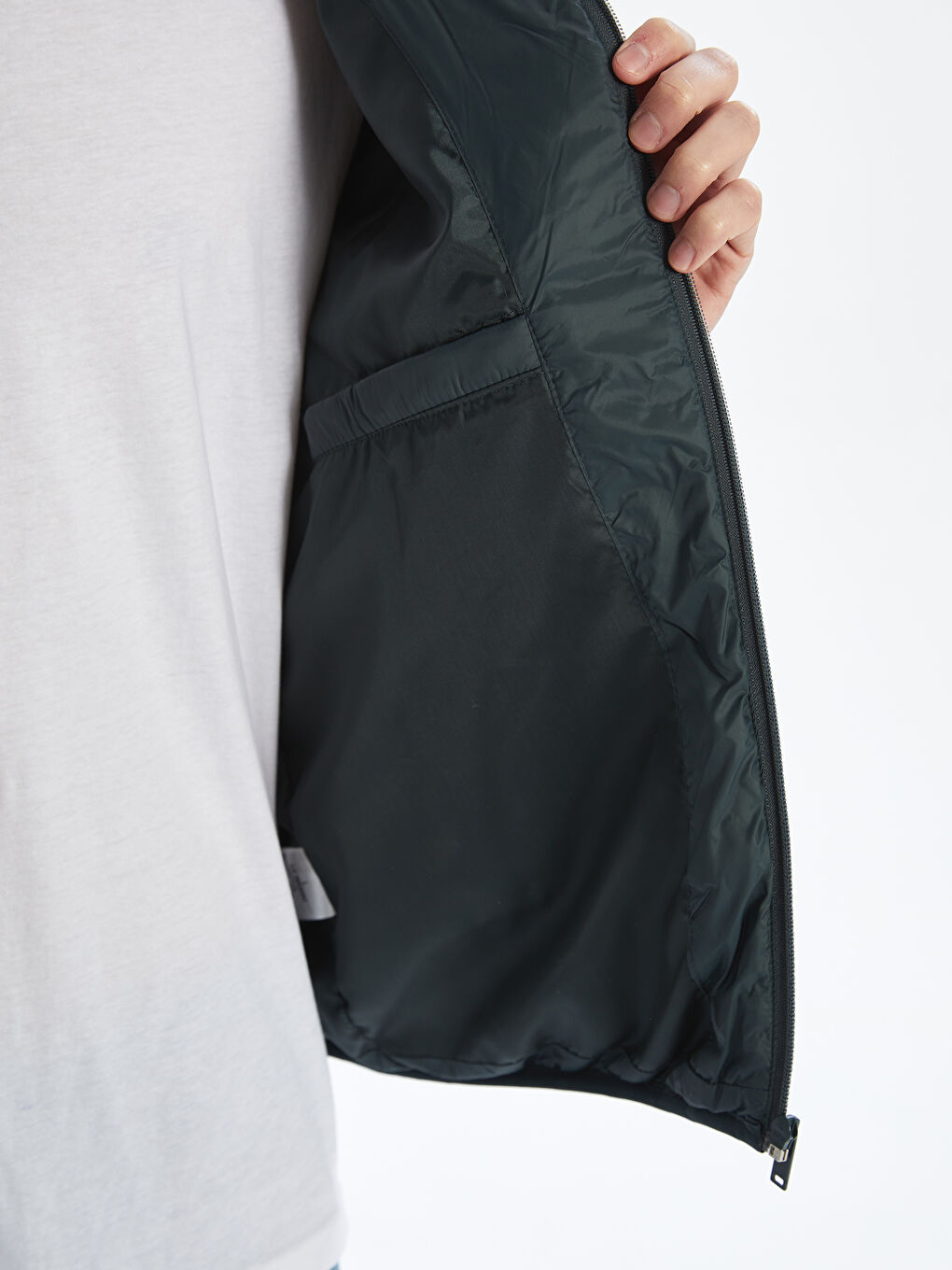 Yeşil Standart Kalıp Kapüşonlu Erkek Şişme Mont-3