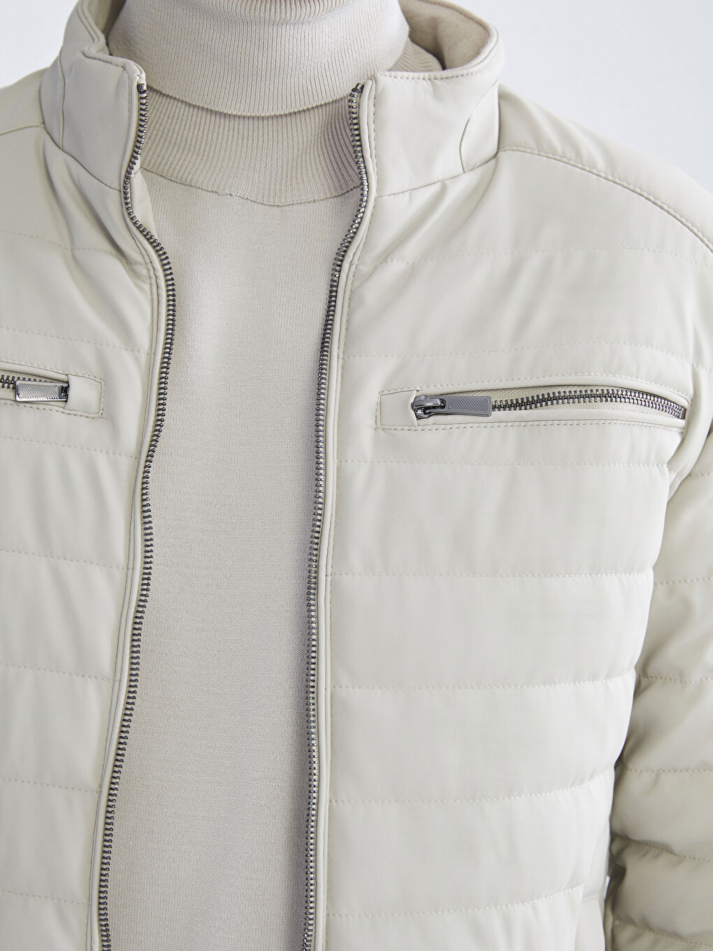 Пальто из искусственной кожи с отложным воротником стандартного кроя для мужчин-4