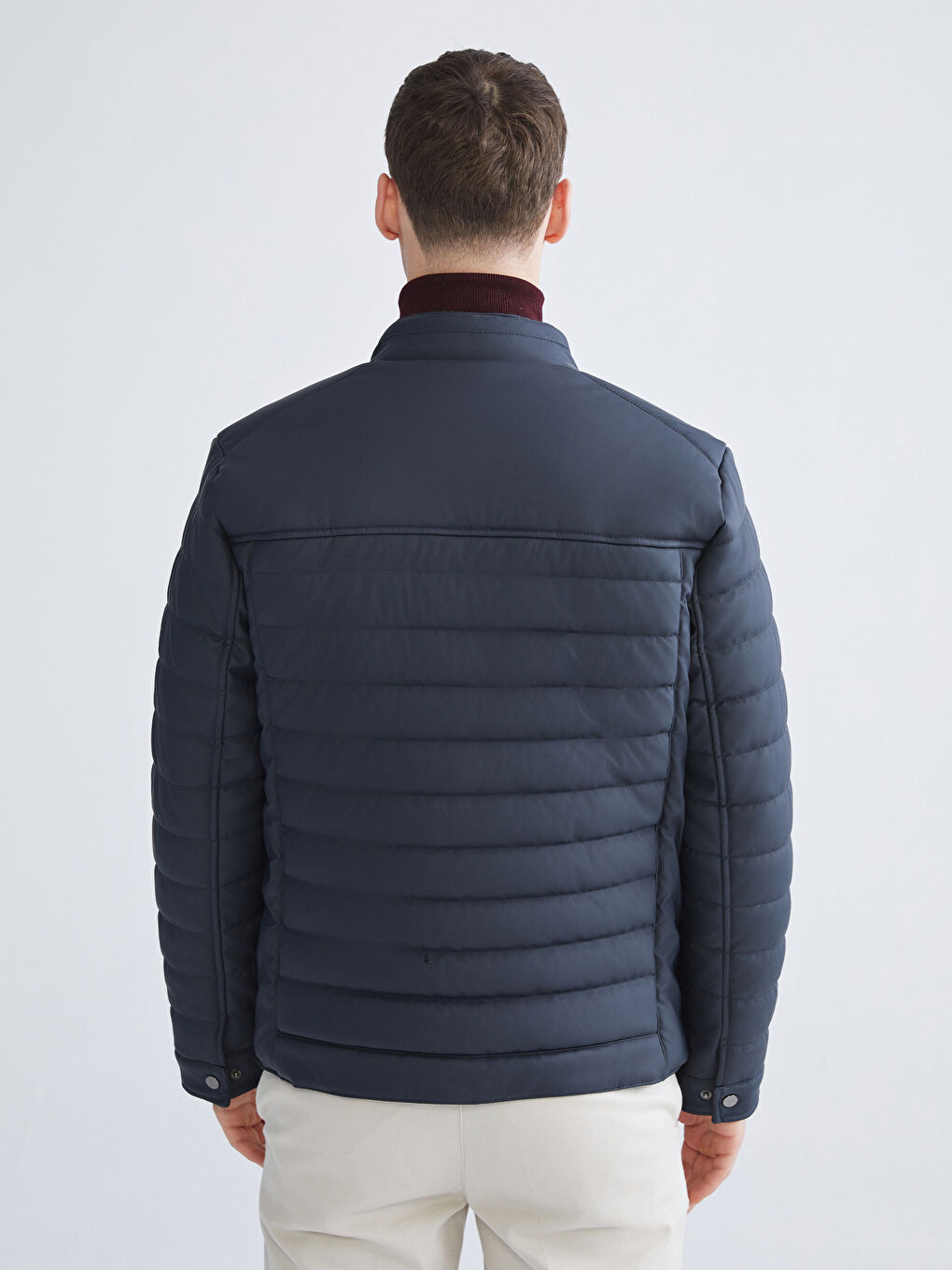 Standard Fit Collared Neck Men's Leather Look Coat-8