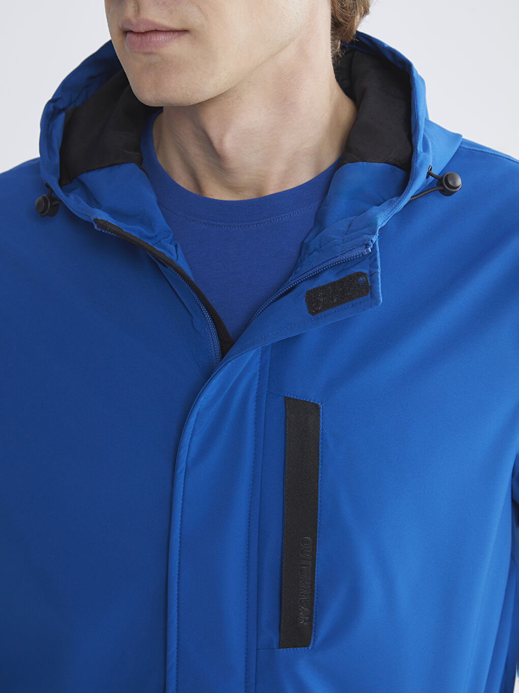 Mavi Standart Kalıp Kapüşonlu Erkek Mont-2