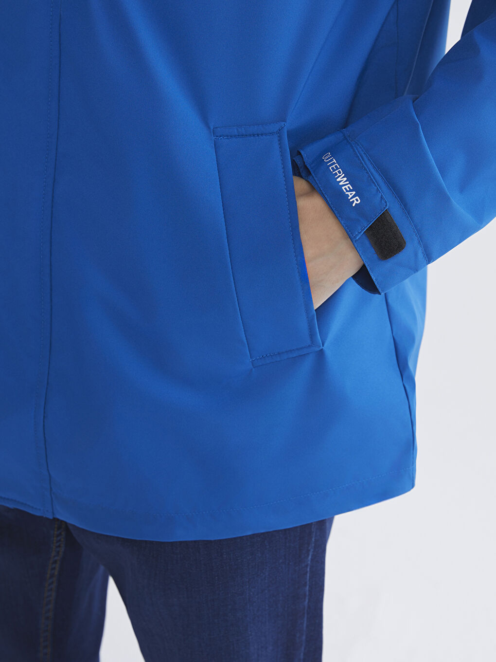 Mavi Standart Kalıp Kapüşonlu Erkek Mont-3