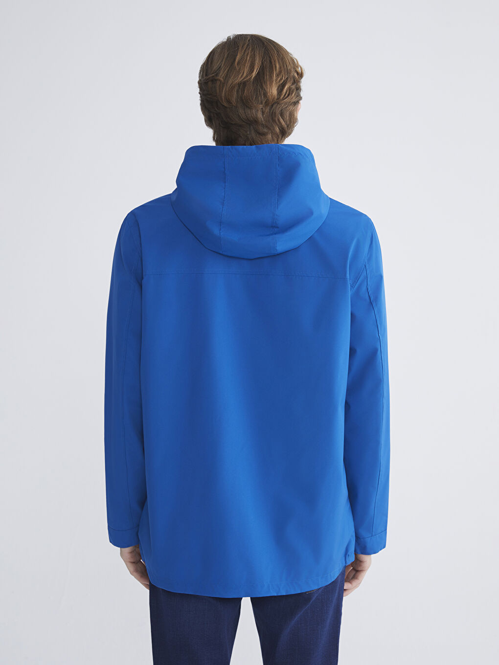 Mavi Standart Kalıp Kapüşonlu Erkek Mont-5