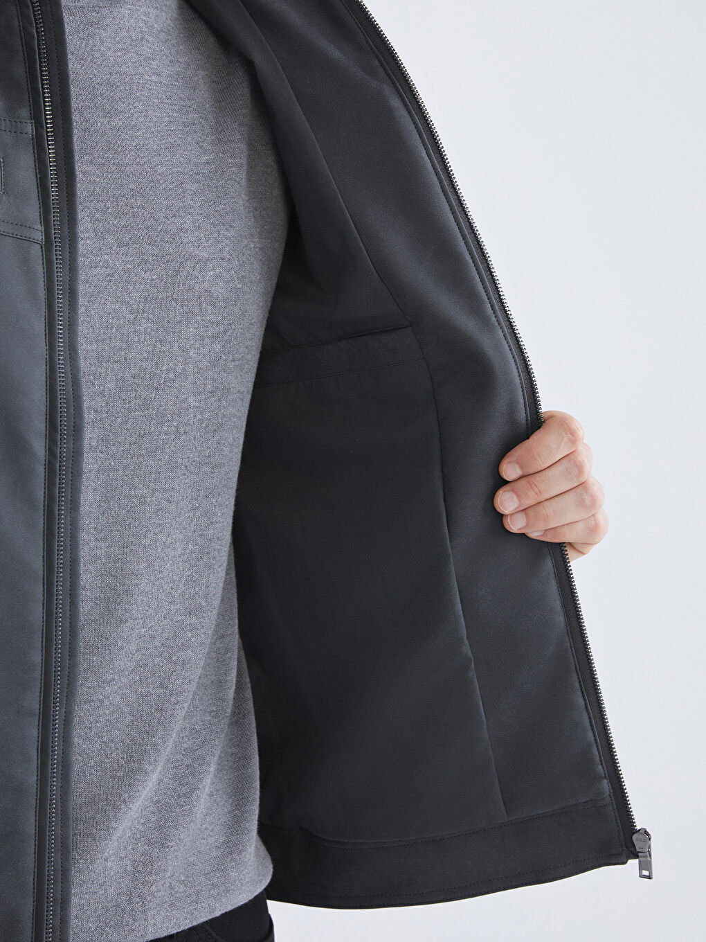 LCWAIKIKI Classic Standard Fit Turtle Neck Long Sleeve Faux Leather Men's Coat -W53136Z8-CUZ