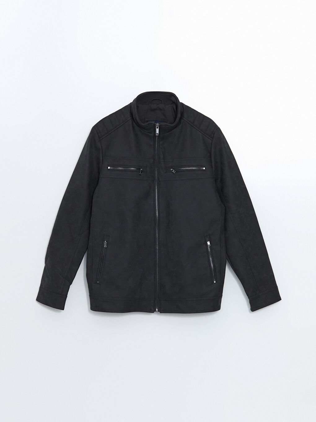 LCWAIKIKI Classic Biker Neck Faux Leather Men's Coat -W53137Z8-CUZ
