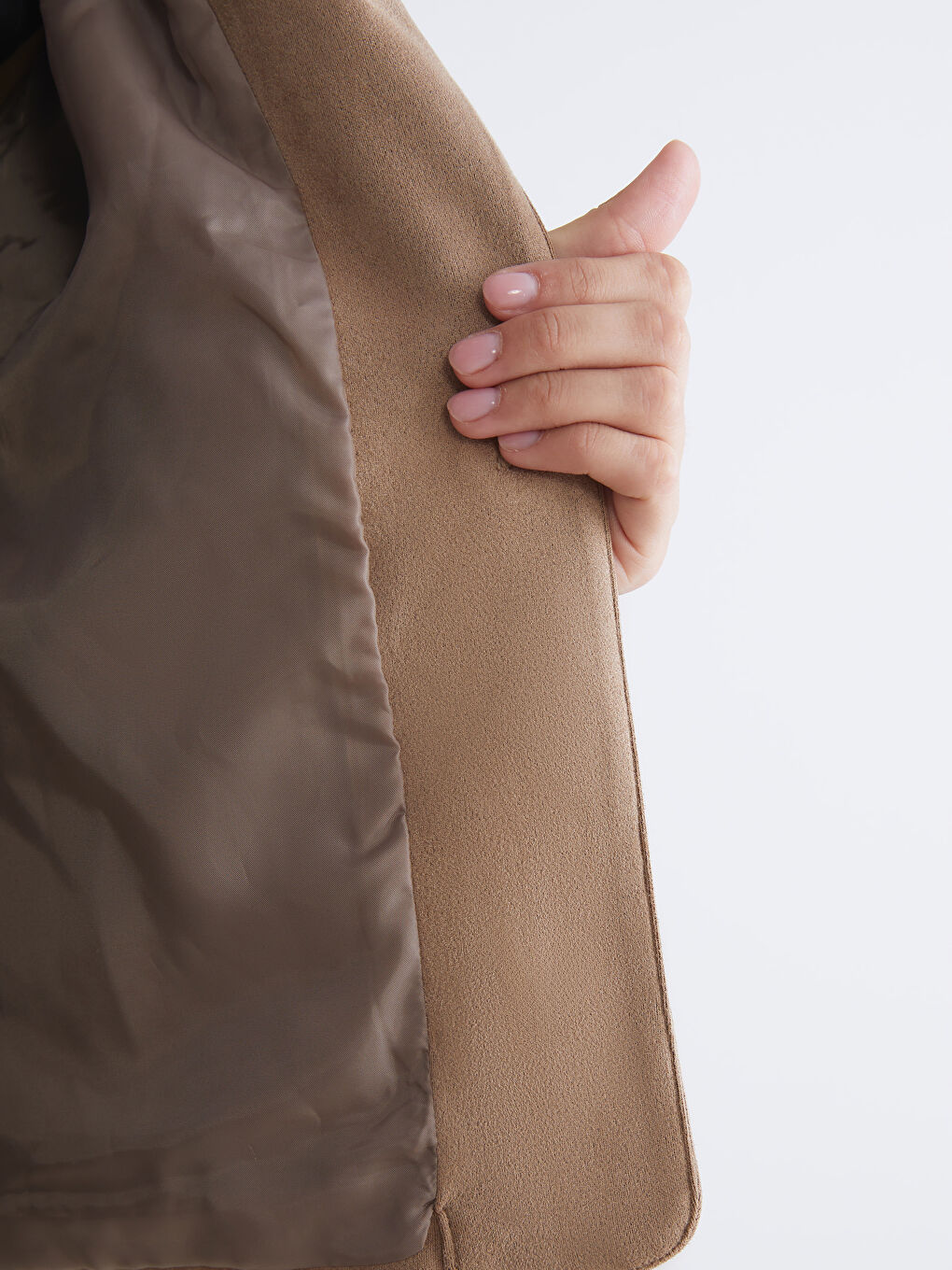 Пиджак из замши с отложным воротником для женщин-3