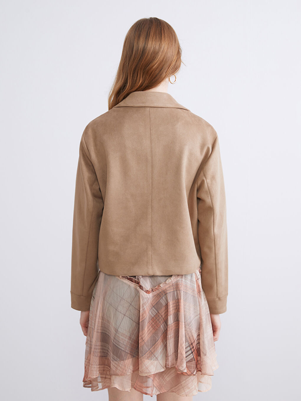 LCWAIKIKI Classic Collared Neck Women's Faux Suede Jacket -W53164Z8-ELJ