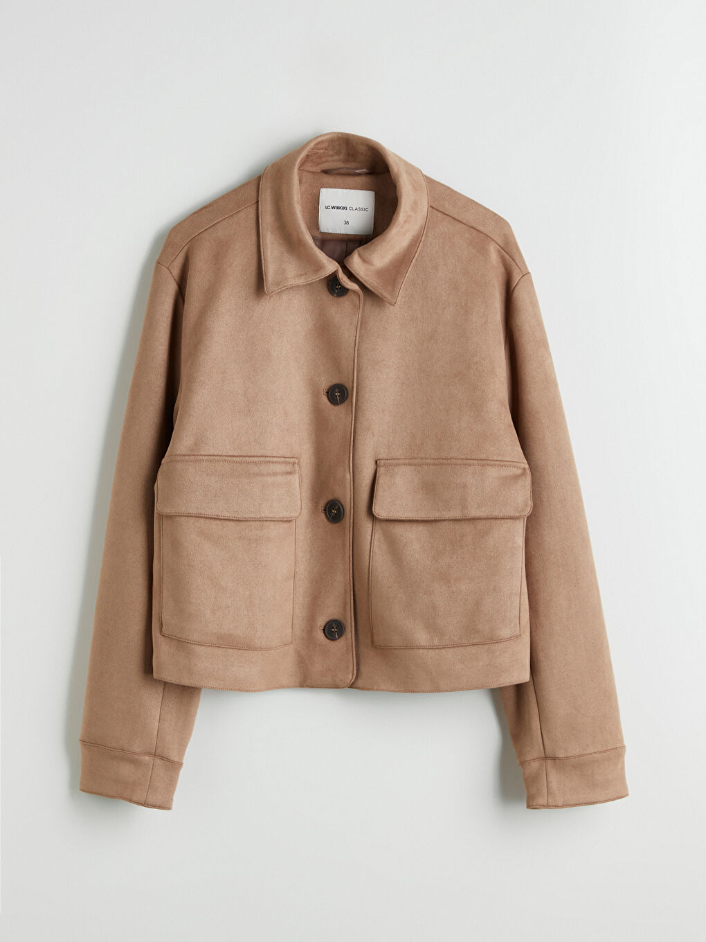 LCWAIKIKI Classic Collared Neck Women's Faux Suede Jacket -W53164Z8-ELJ