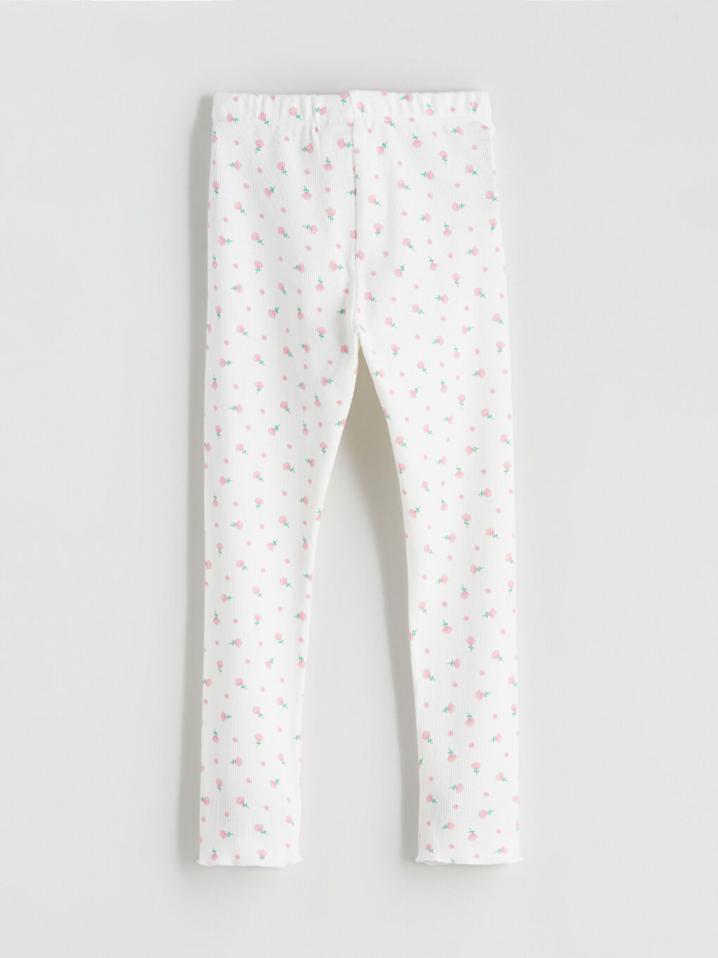 Ekru Çiçek Baskılı Kız Çocuk Pijama Alt-2