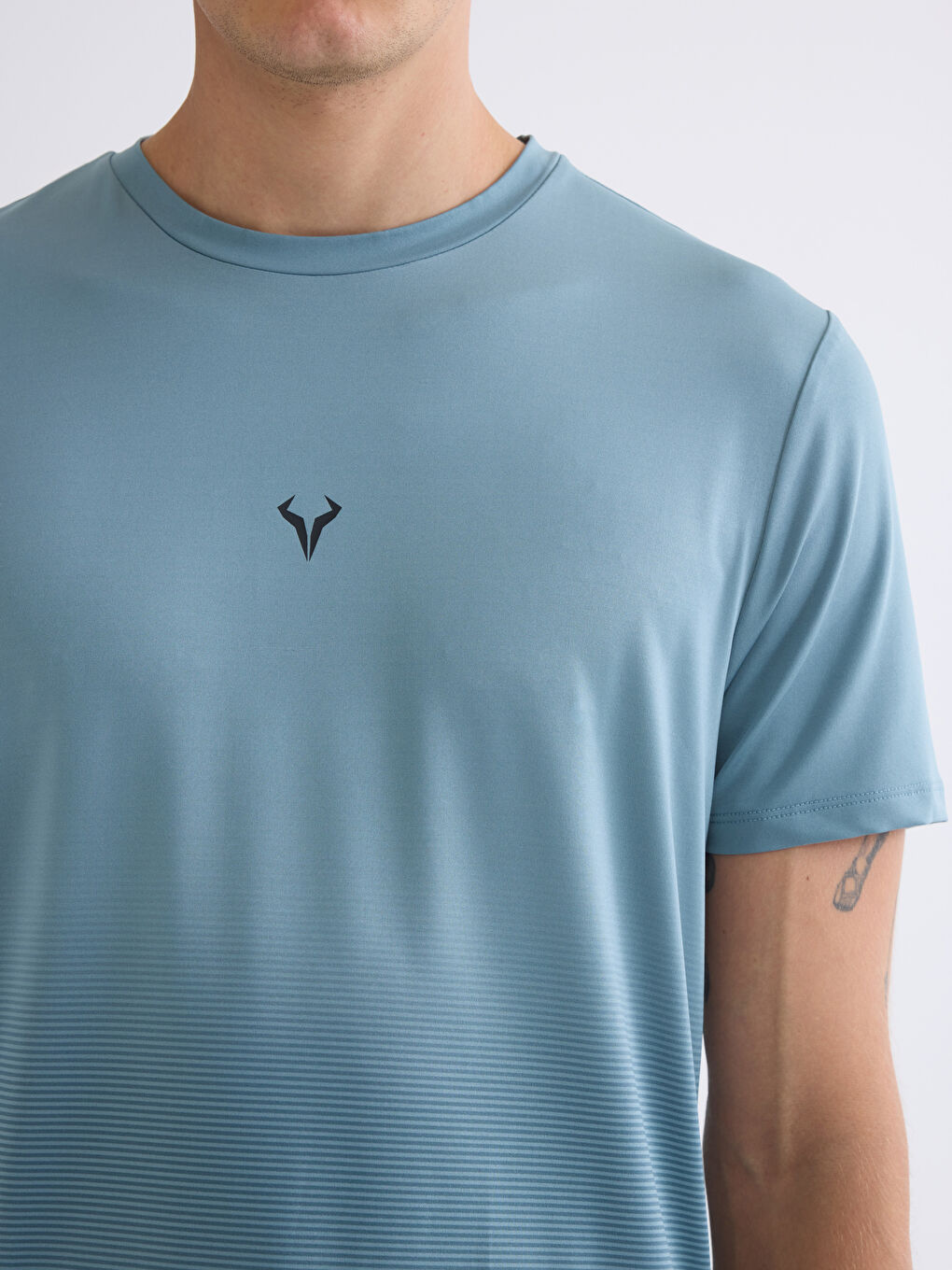 Siyah Bisiklet Yaka Erkek Spor Tişört-2