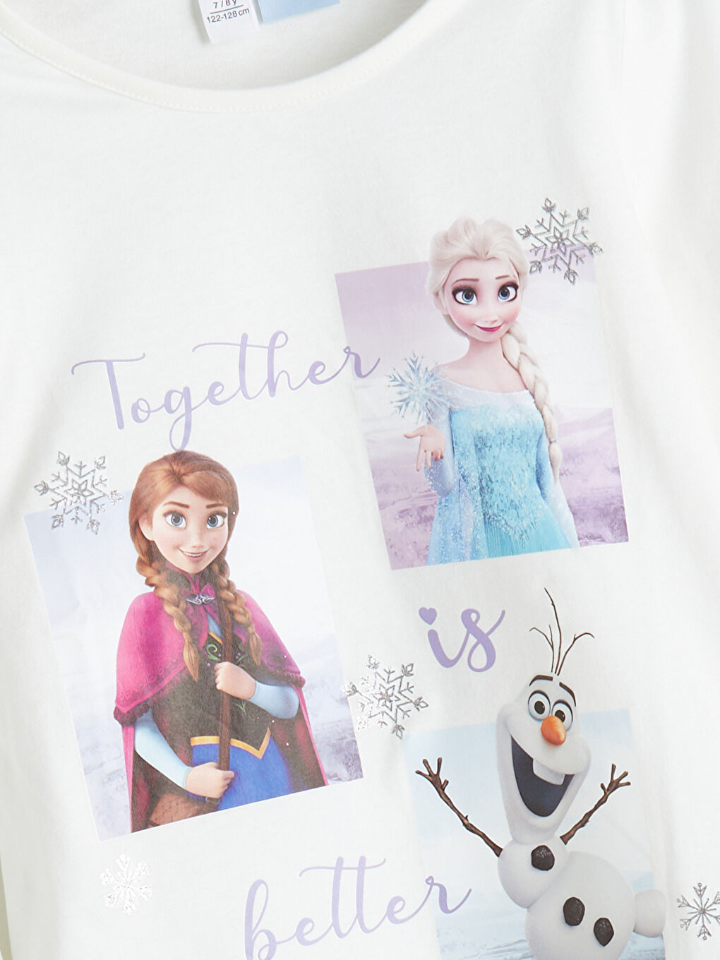 LCW Kids قميص كول مدور مطبوع فروزن كم طويل للبنات -W53191Z1-R9J