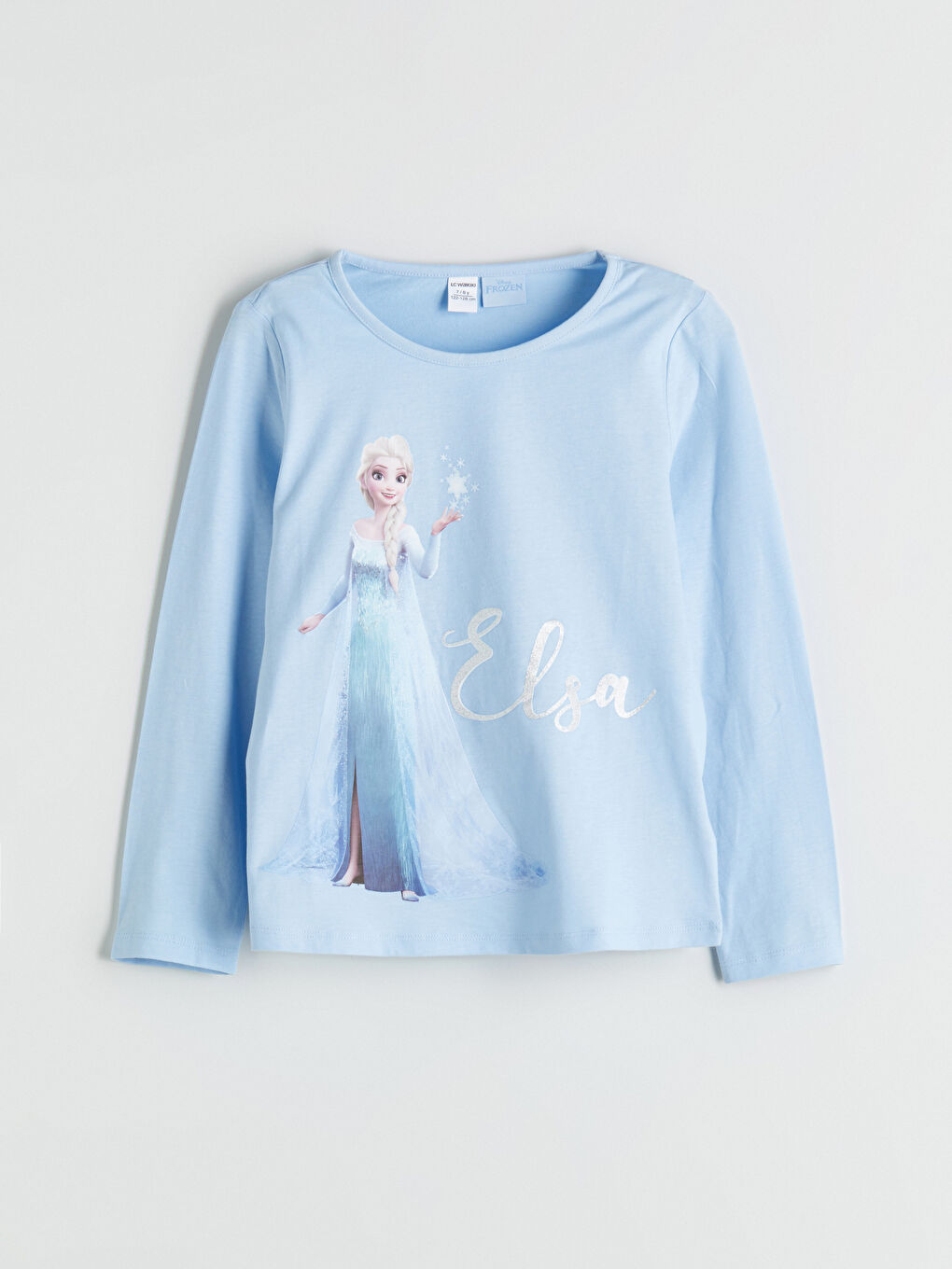 LCW Kids قميص كول مدور مطبوع فروزن كم طويل للبنات -W53191Z1-R9J