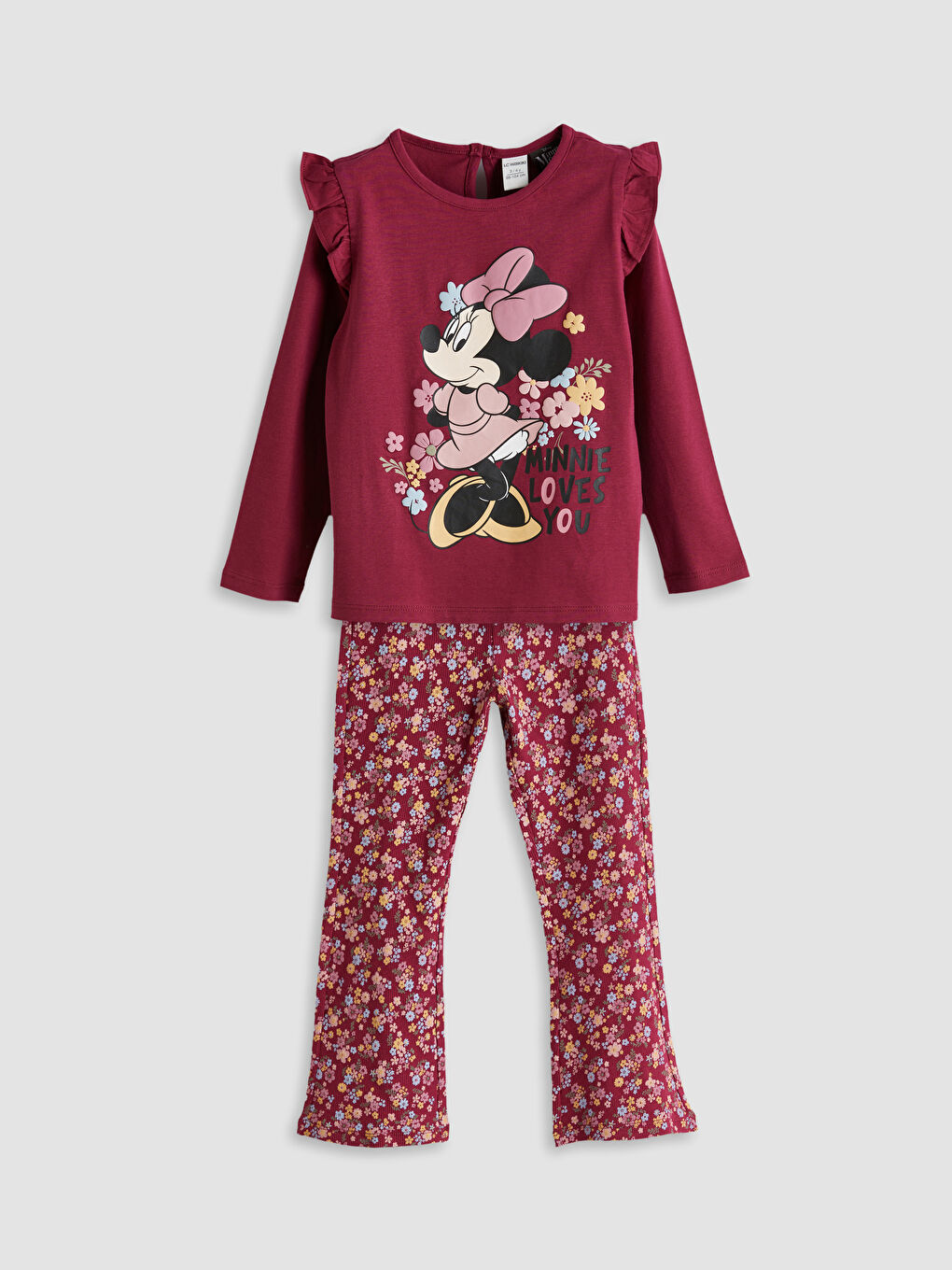 LCW Kids Minnie Mouse Printed Girls' Blouse and Leggings Trousers 2 Pack -W53198Z1-HFC