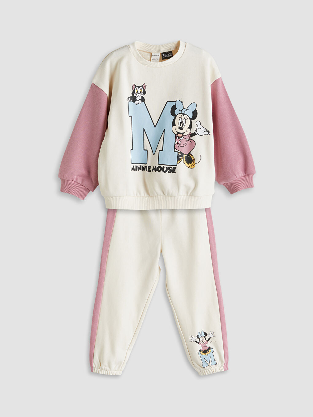 LCW Kids Комплект суитшърт и долнище анцуг за момичета с принт Мини Маус, 2 части -W53202Z1-FES