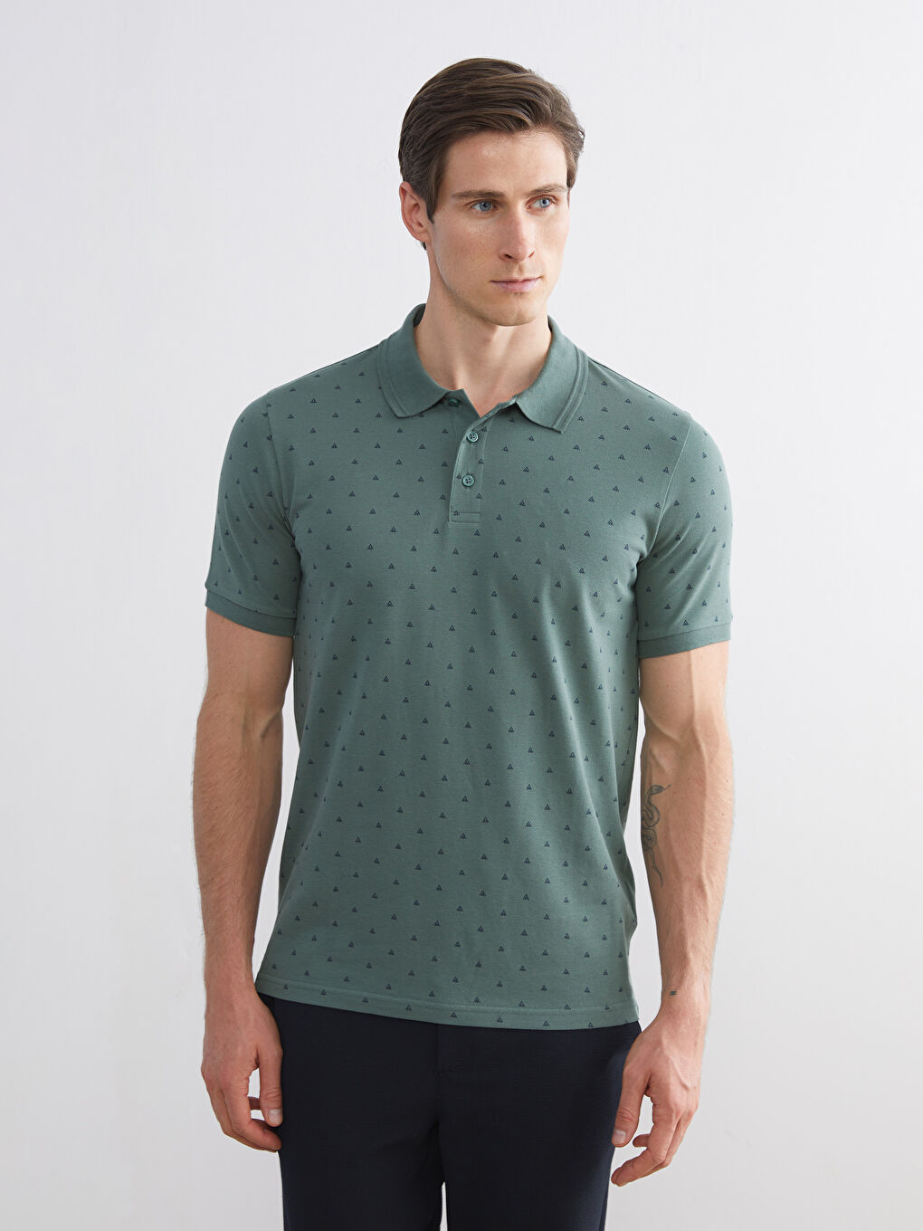 Polo Neck Patterned Pique Men's T-Shirt