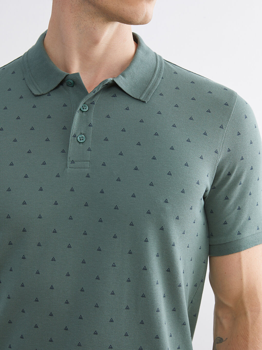 Polo Neck Patterned Pique Men's T-Shirt-2