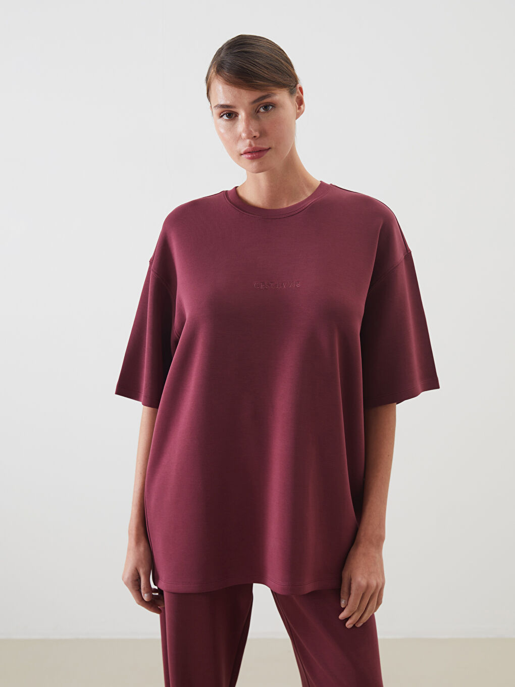 LCW Vision Woman BORDEAUX T-Shirt -W53216Z8-HJC