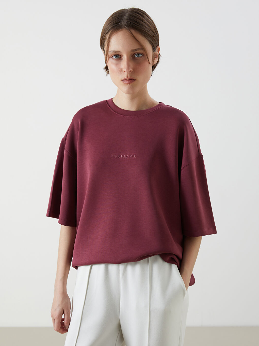 LCW Vision Woman BORDEAUX T-Shirt -W53216Z8-HJC