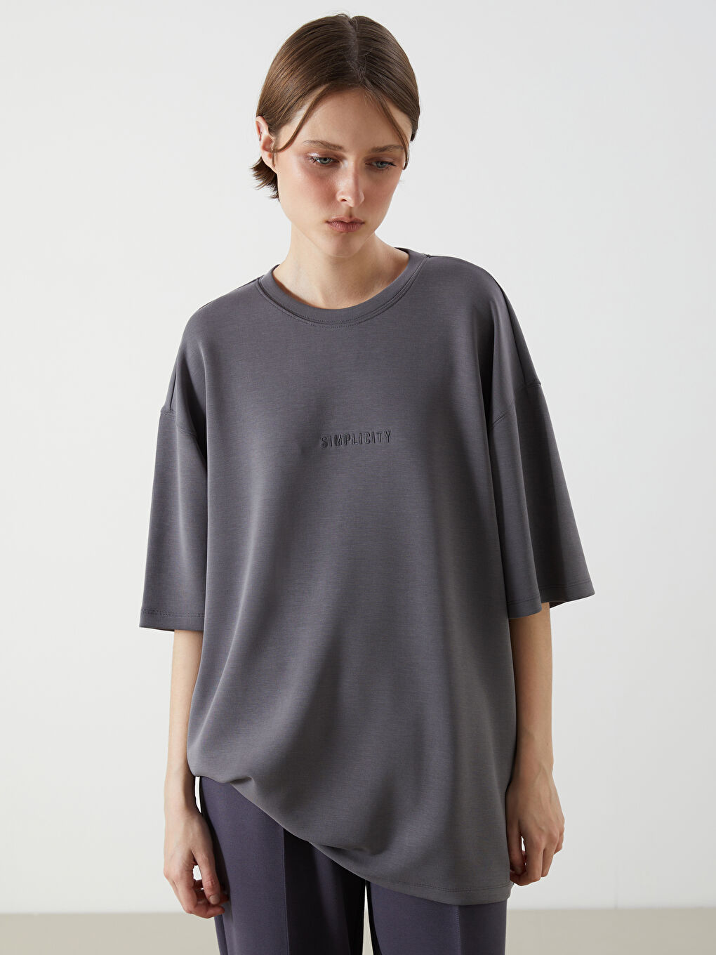 LCW Vision Woman GREY T-Shirt -W53218Z8-JNL
