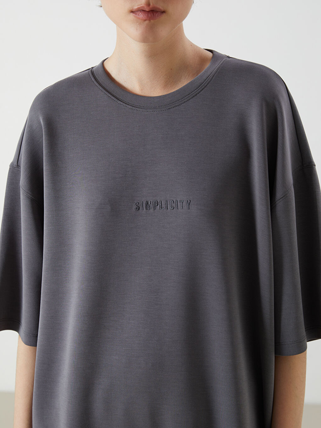 LCW Vision Woman GREY T-Shirt -W53218Z8-JNL
