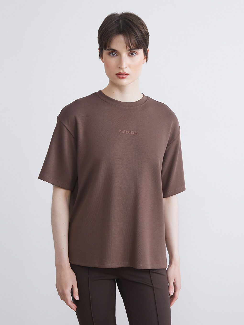 LCW Vision Crew Neck Embroidered Oversize Women's T-Shirt -W53221Z8-R3C