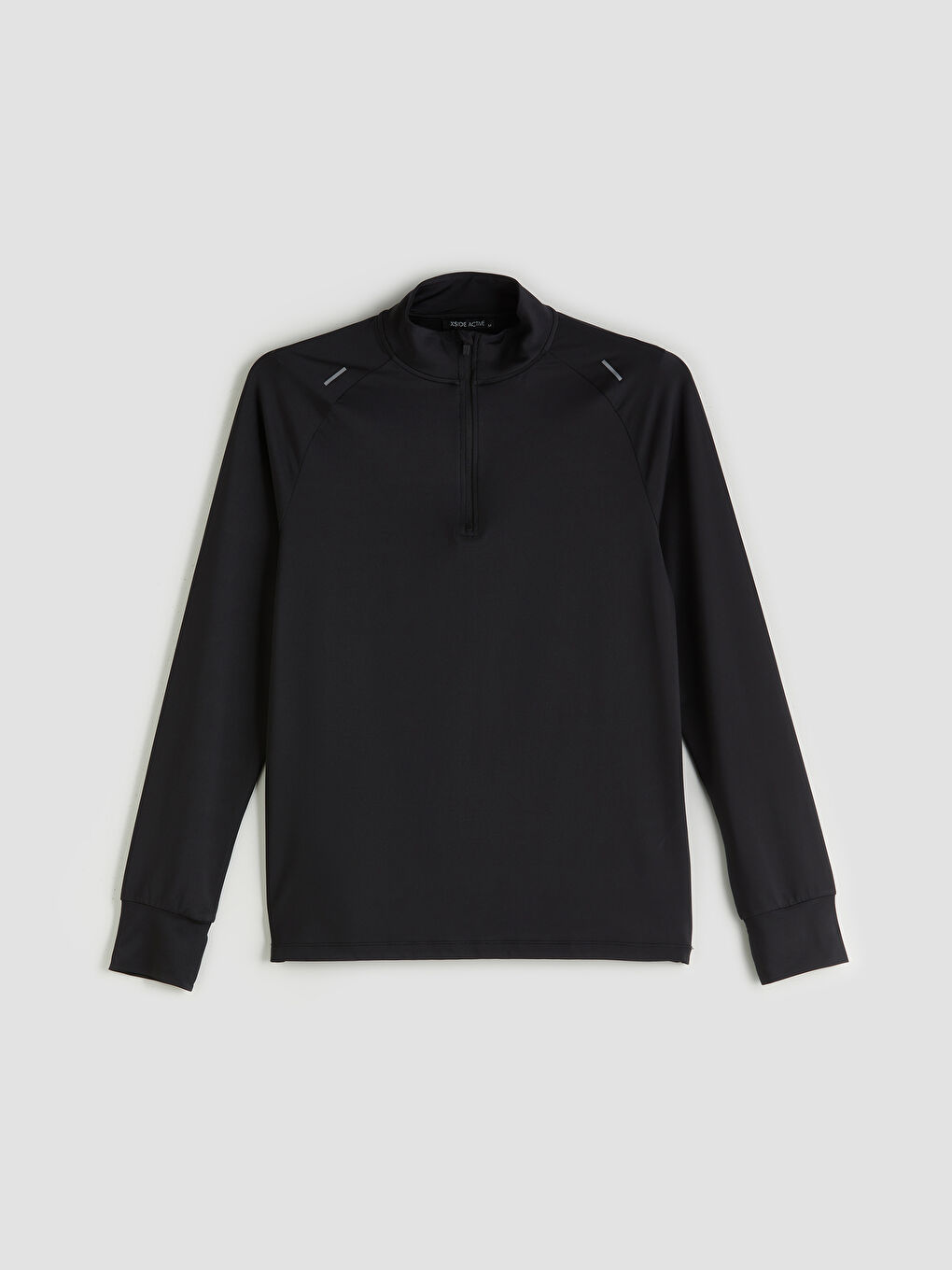 Siyah Dik Yaka Uzun Kollu Erkek Spor Tişört-4