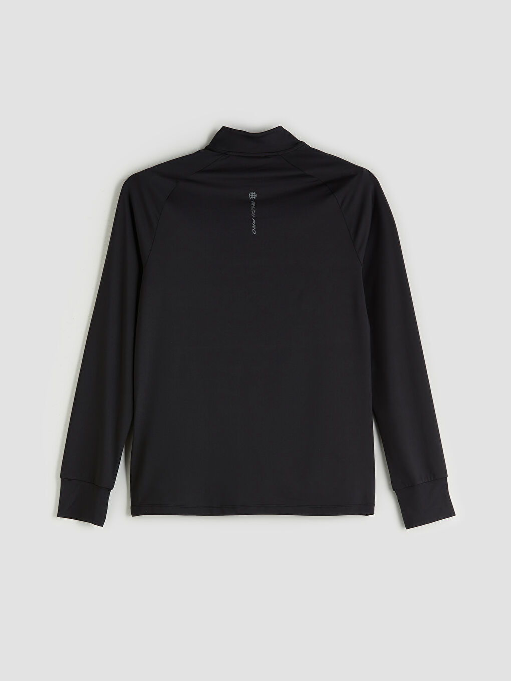 Siyah Dik Yaka Uzun Kollu Erkek Spor Tişört-5