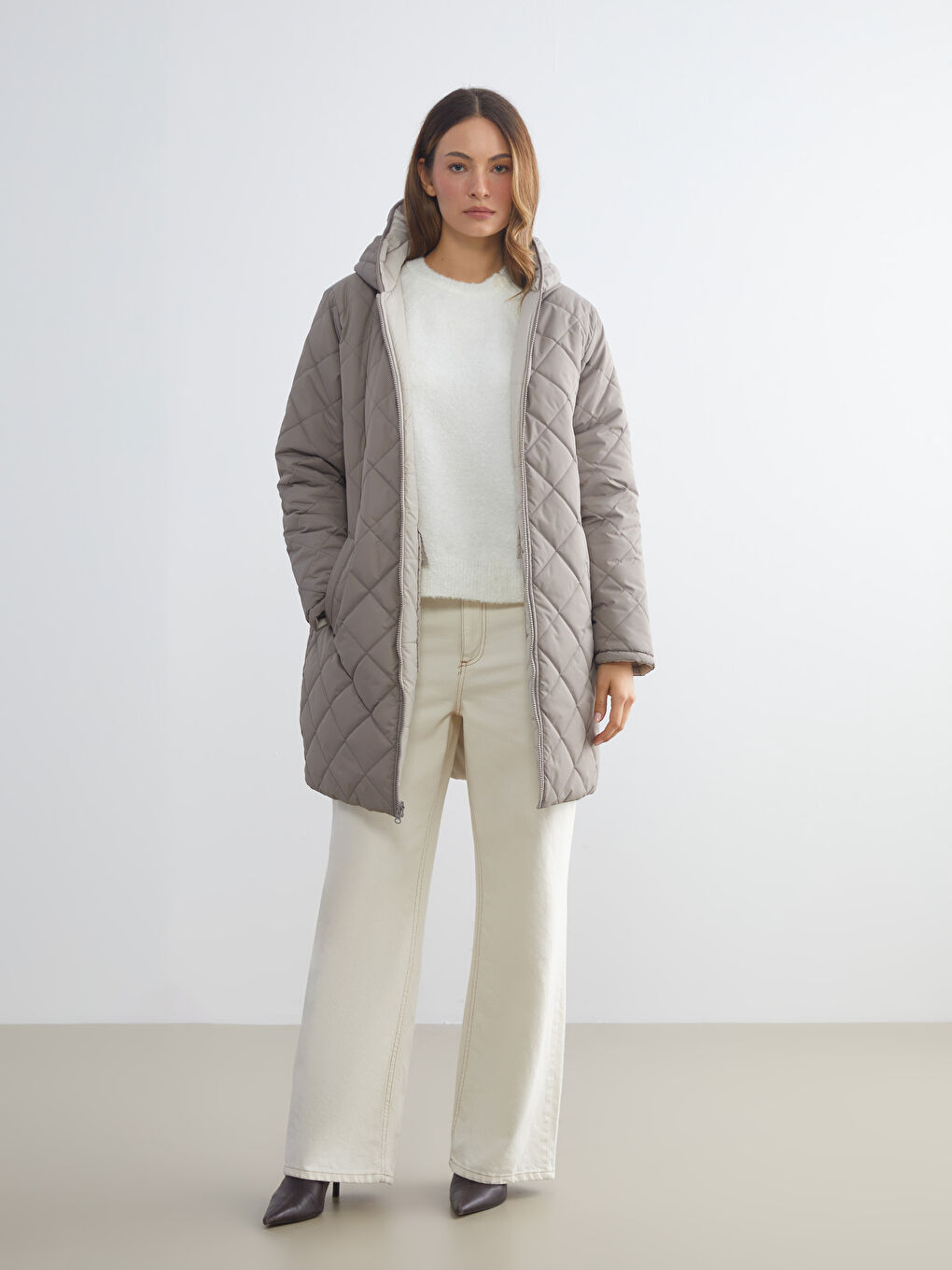 Hooded Reversible Women's Puffer Coat-1