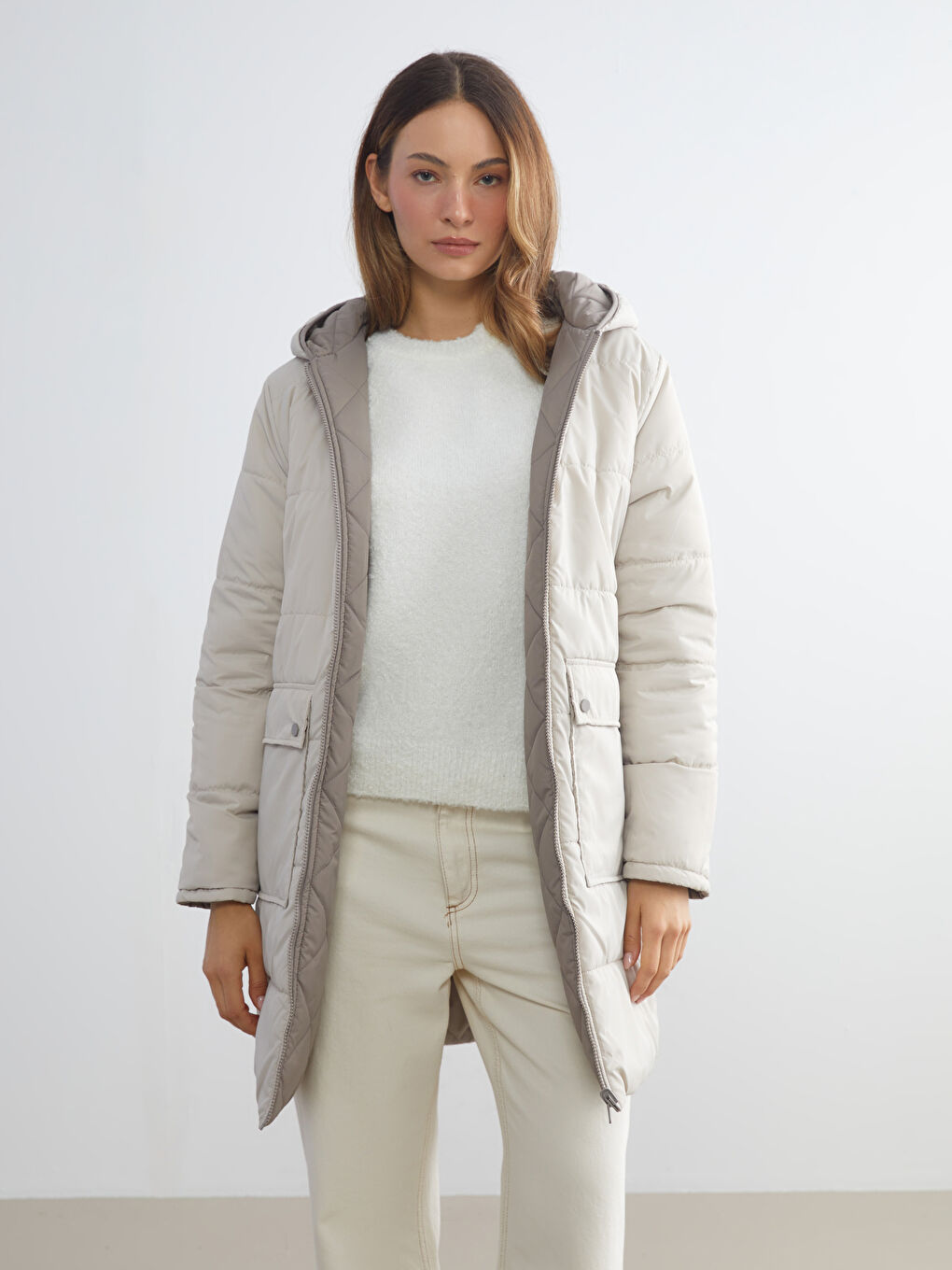 Hooded Reversible Women's Puffer Coat-3