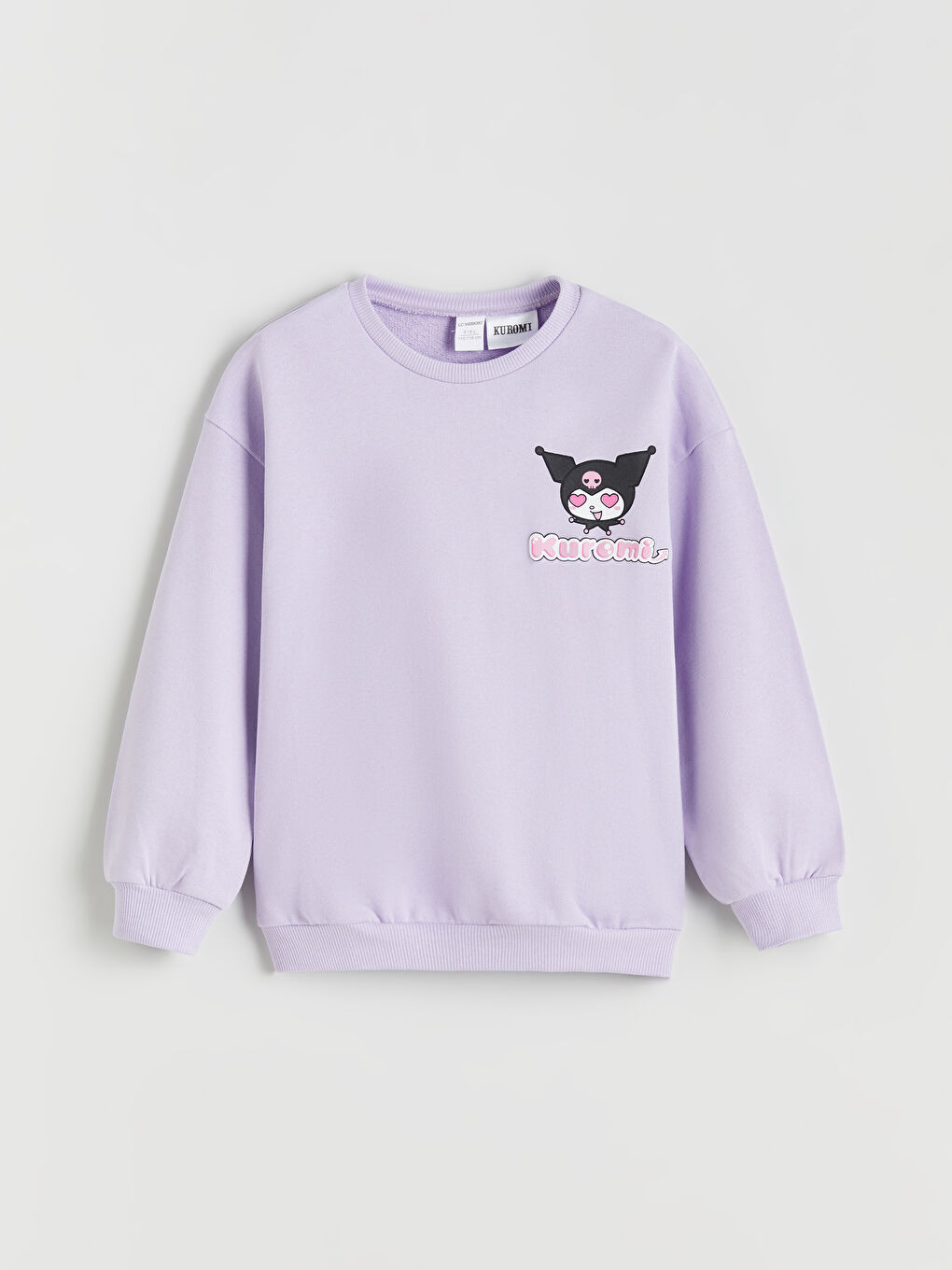 Lila Bisiklet Yaka Kuromi Baskılı Kız Çocuk Sweatshirt