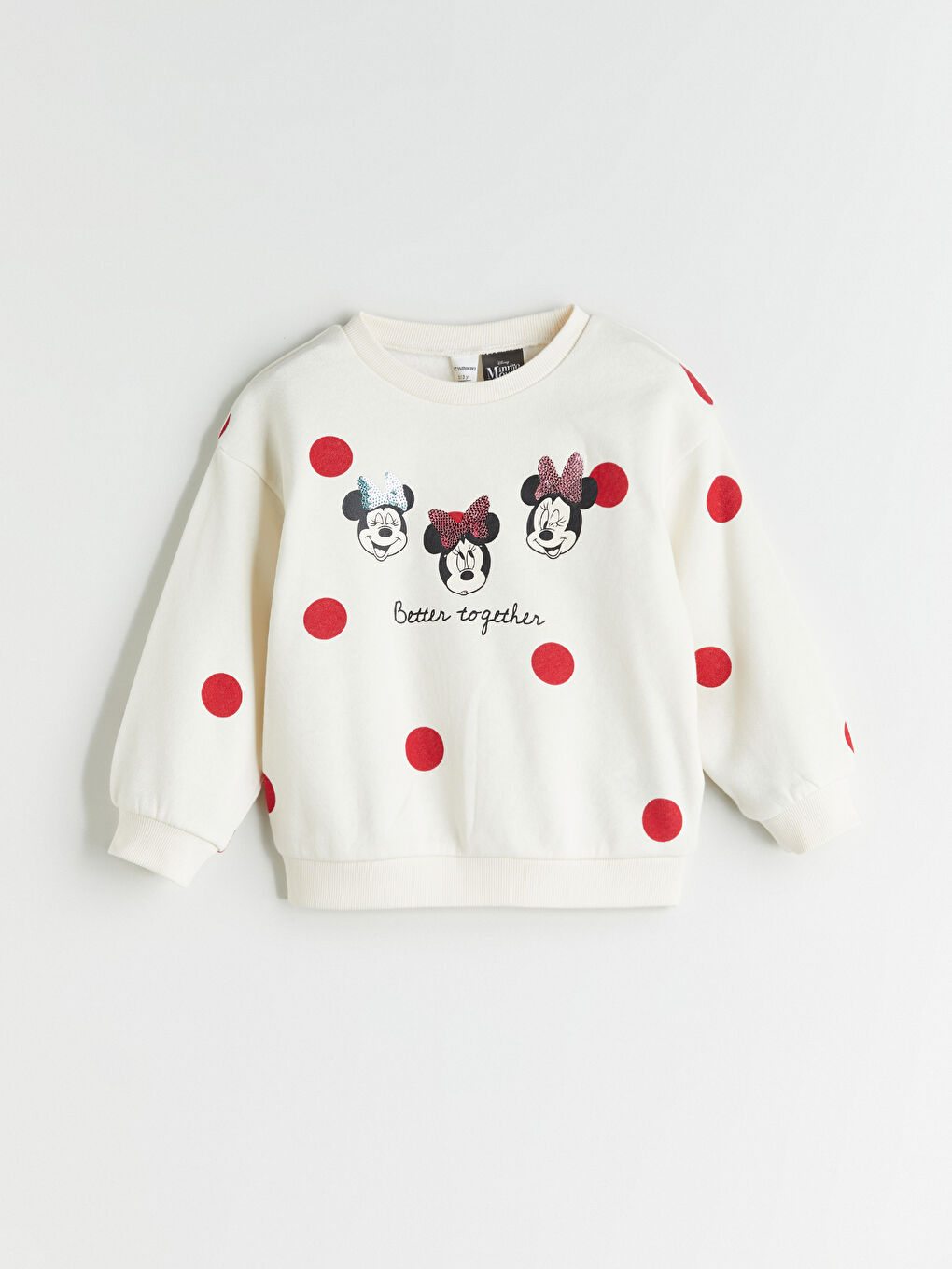 LCW Kids Thick Minnie Mouse Printed Girls' Sweatshirt -W53273Z1-LRA