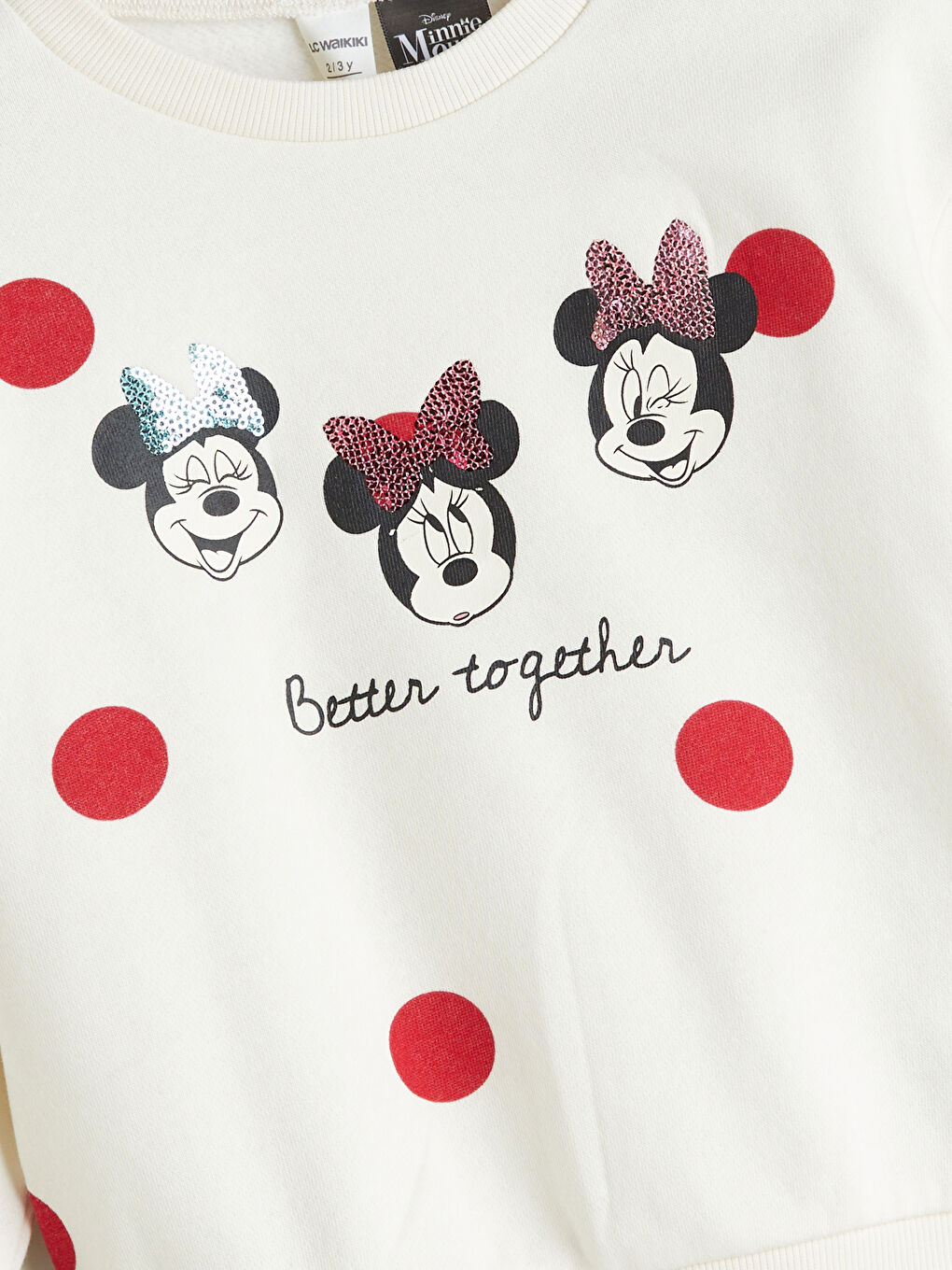 LCW Kids Thick Minnie Mouse Printed Girls' Sweatshirt -W53273Z1-LRA