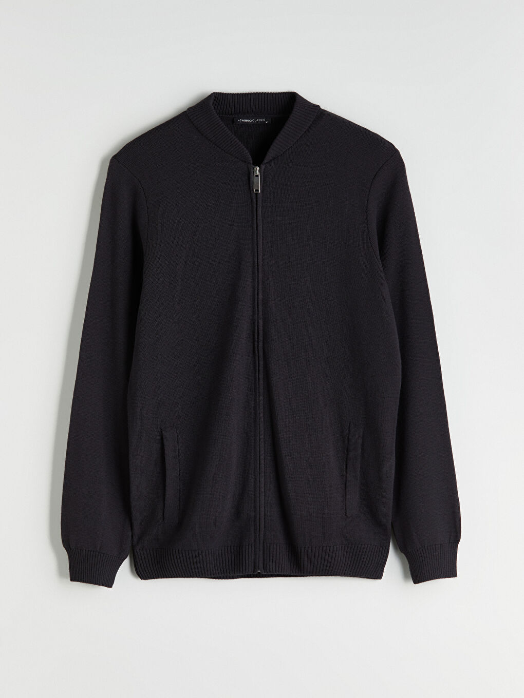 Antrasit Bomber Yaka Düz Erkek Triko Hırka-4