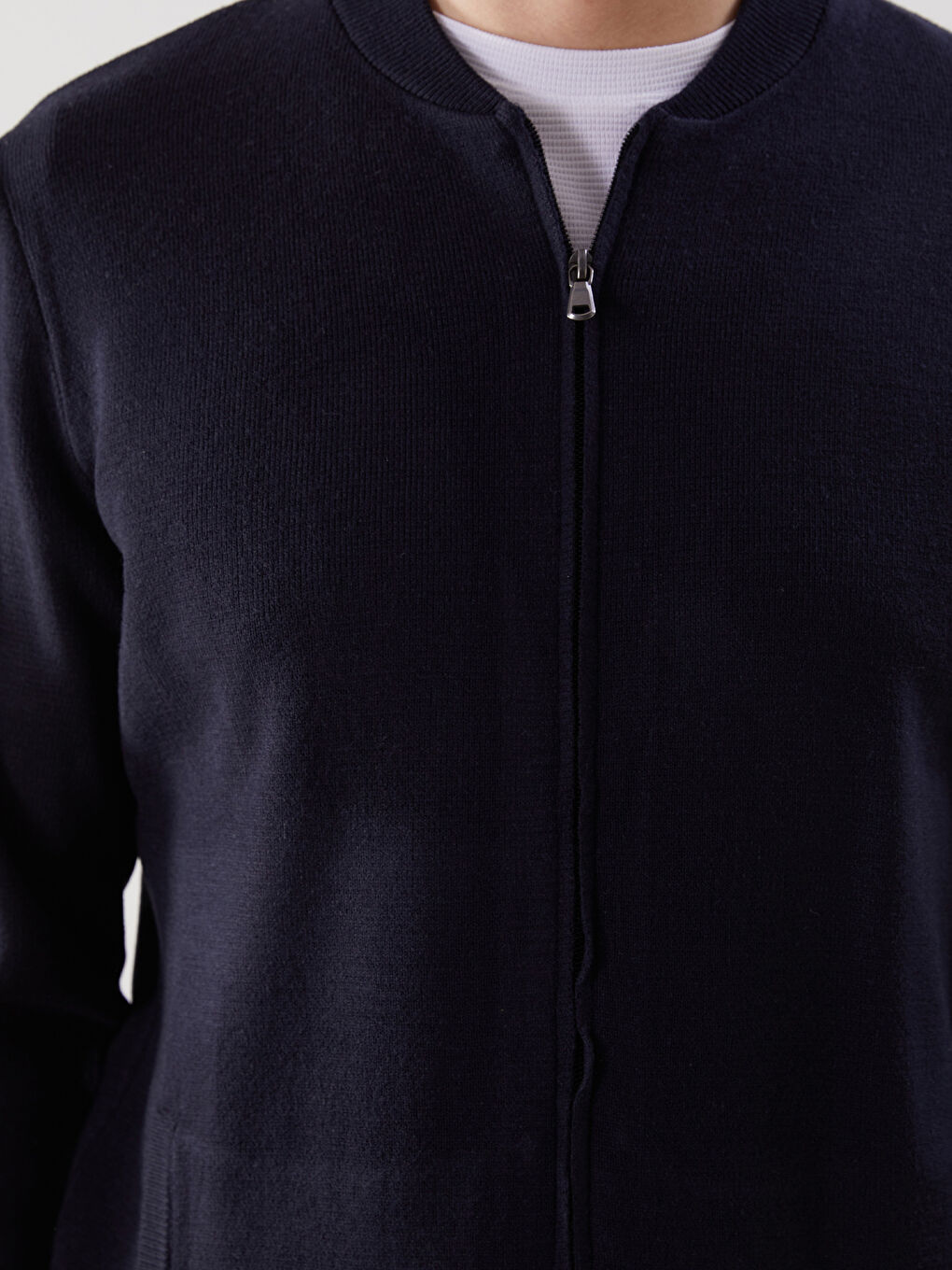 College Collar Plain Men's Knitwear Cardigan-2