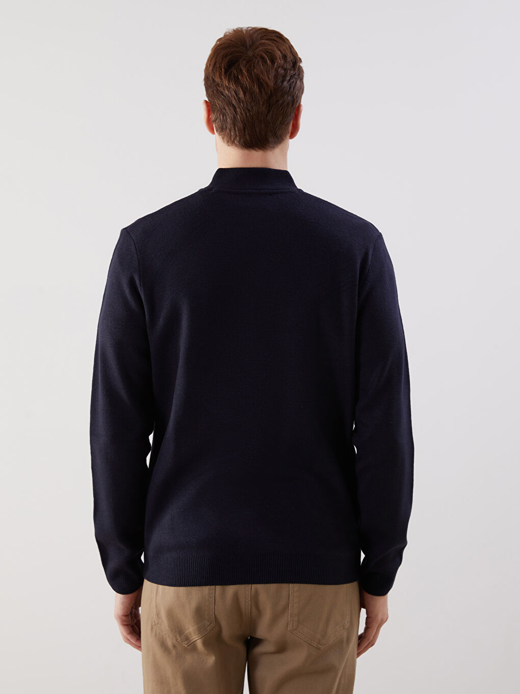 College Collar Plain Men's Knitwear Cardigan-3