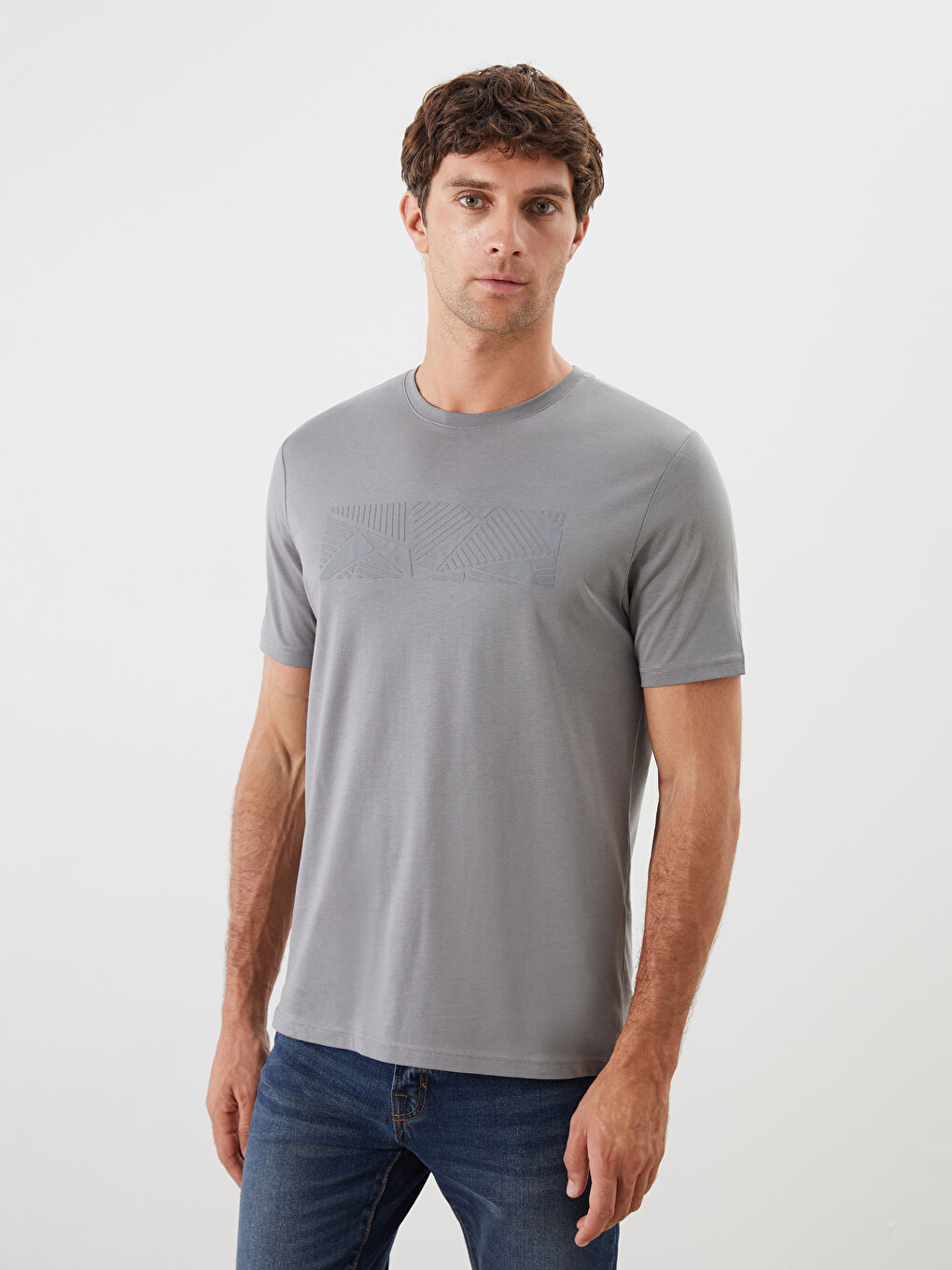LCWAIKIKI Classic Crew Neck Printed Jersey Men's T-Shirt -W53300Z8-YLT