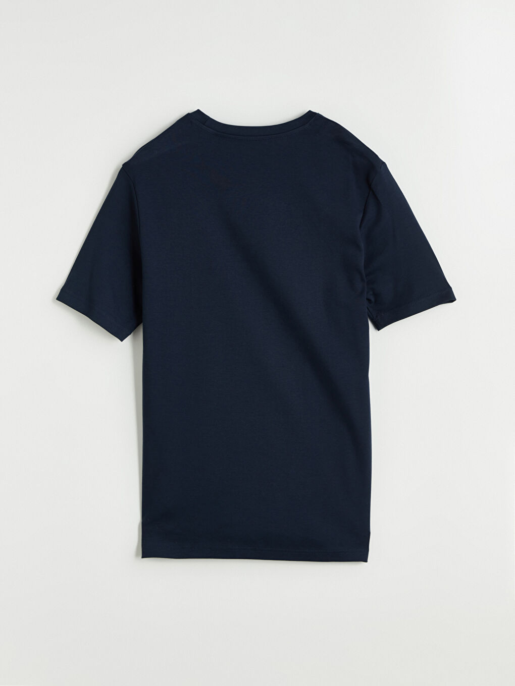 Lacivert Bisiklet Yaka Baskılı Erkek Tişört-5