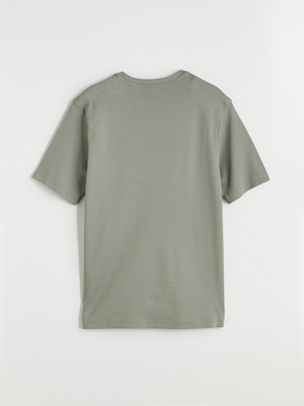 Haki Bisiklet Yaka Baskılı Erkek Tişört-7