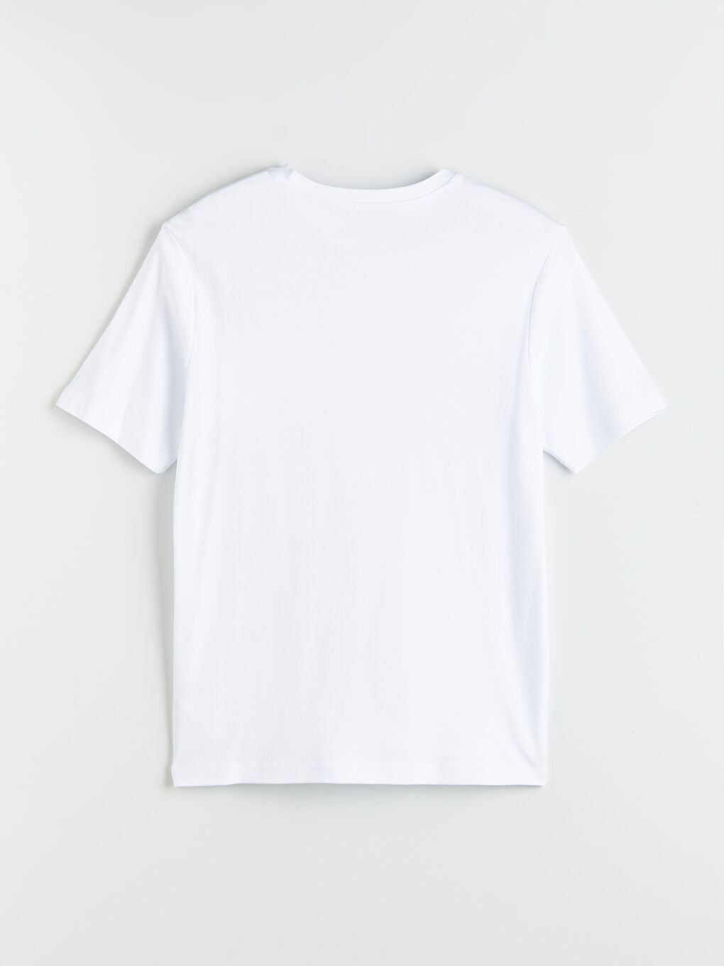 Beyaz Bisiklet Yaka Baskılı Erkek Tişört-7